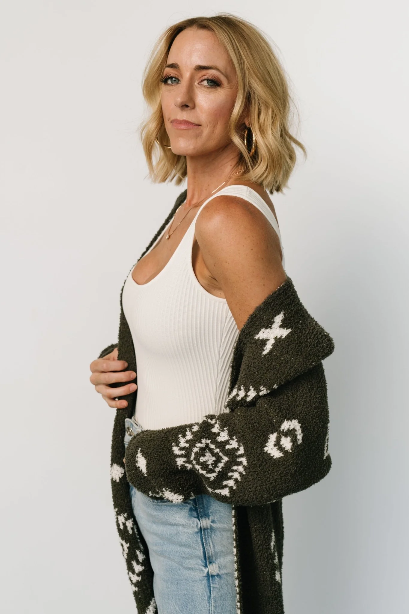 Missoula Oversized Cardigan | Olive + Off White - Image 2