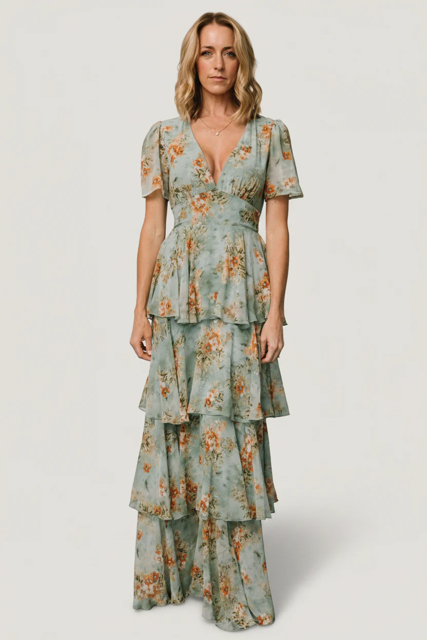 Montaigne Ruffle Maxi Dress | Blue Sage Floral - Image 4