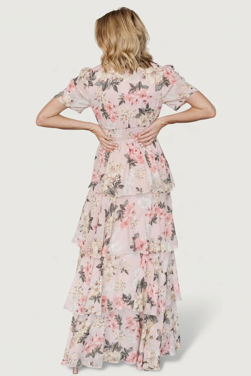 Montaigne Ruffle Maxi Dress | Pale Blush Floral - Image 6