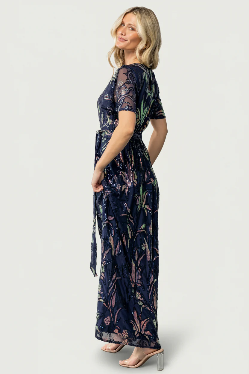 Muse Sequin Maxi Dress | Dark Blue Multi - Image 3