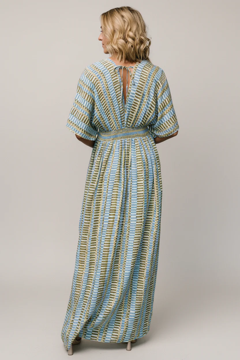 Mylis Kimono Dress | Blue + Green Print - Image 3