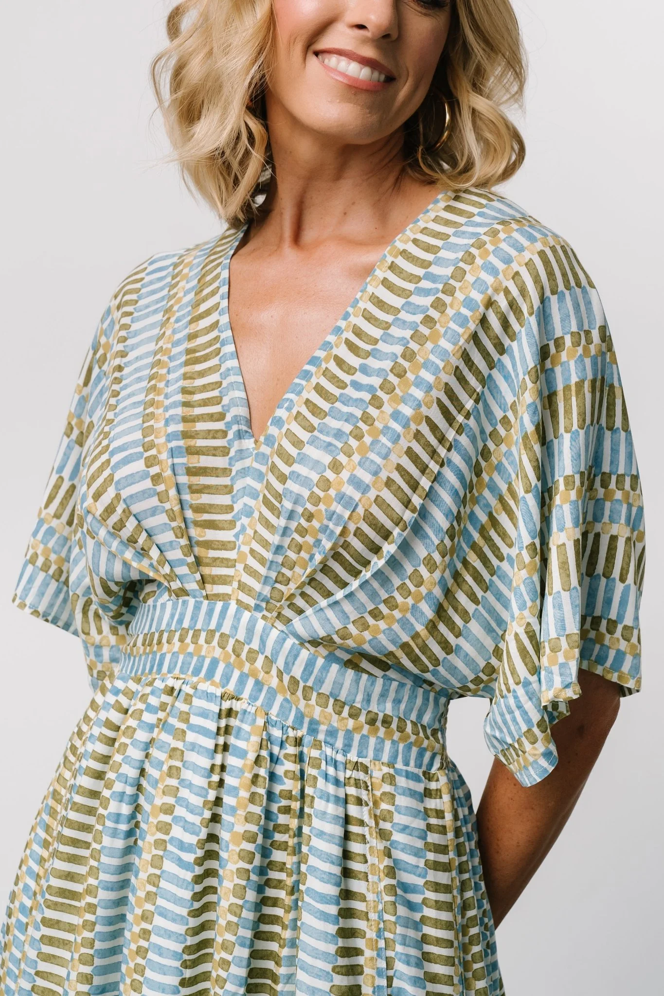 Mylis Kimono Dress | Blue + Green Print - Image 4