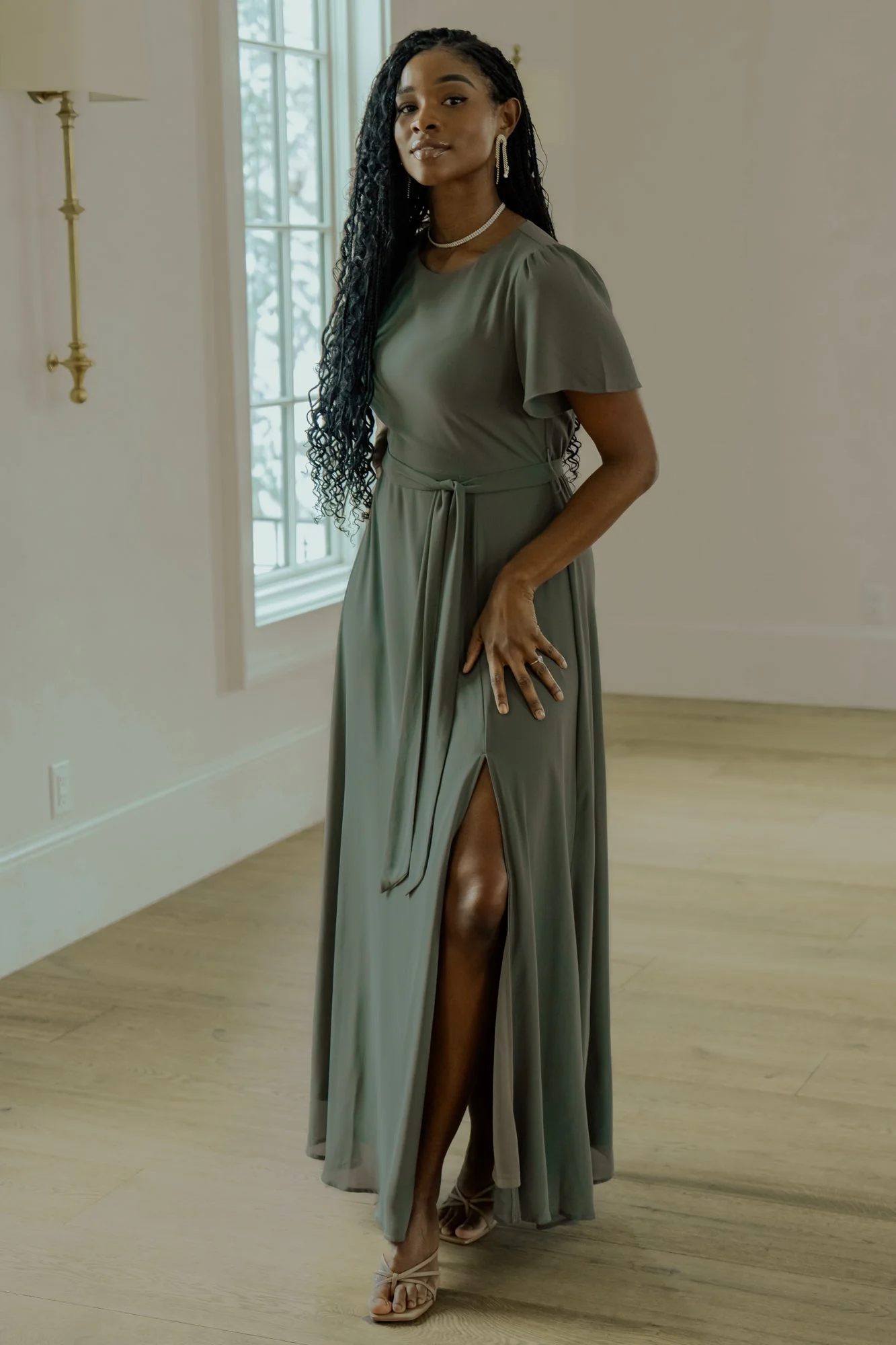 Naomi Short Sleeve Maxi Dress | Dark Sage - Image 2