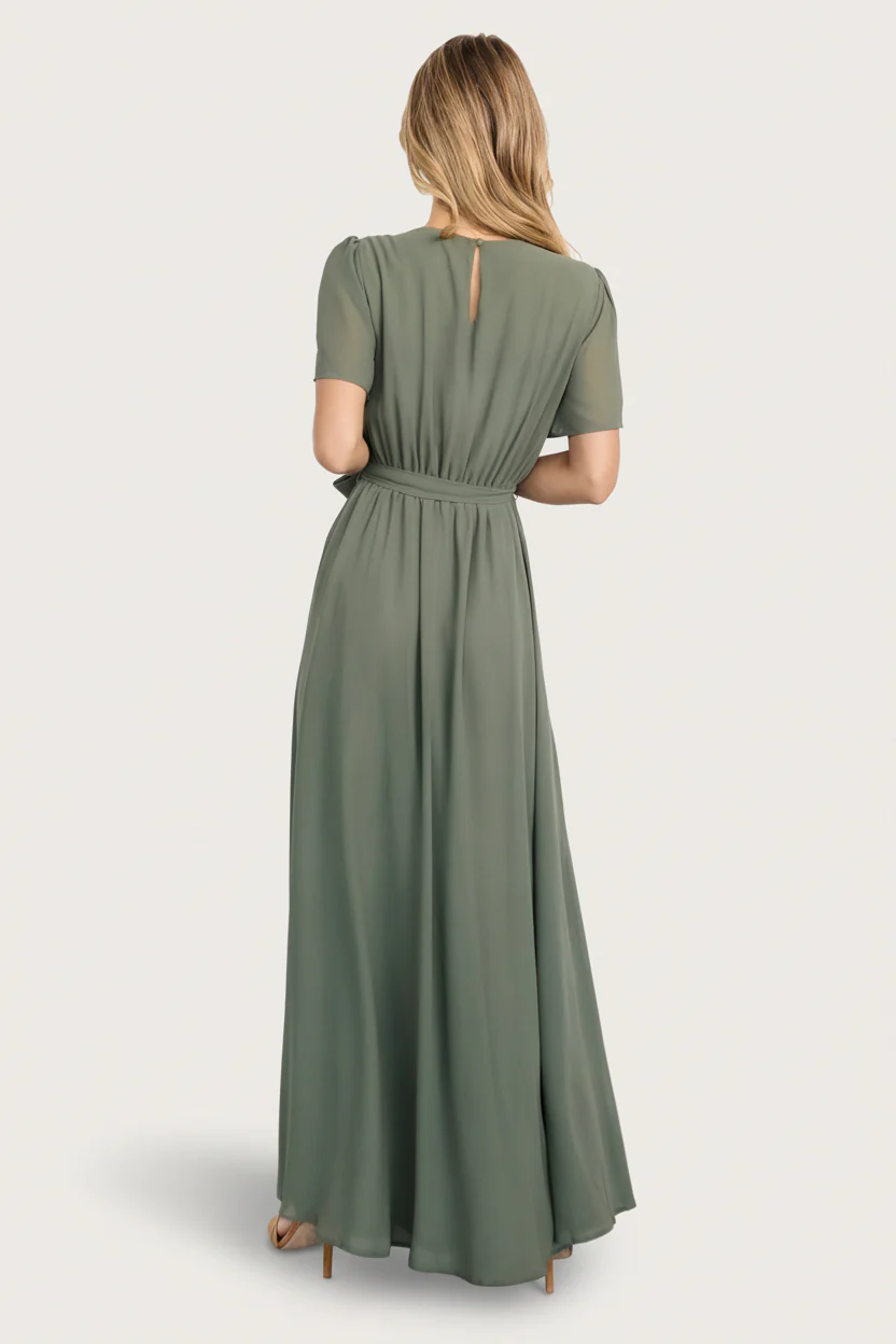 Naomi Short Sleeve Maxi Dress | Dark Sage - Image 4