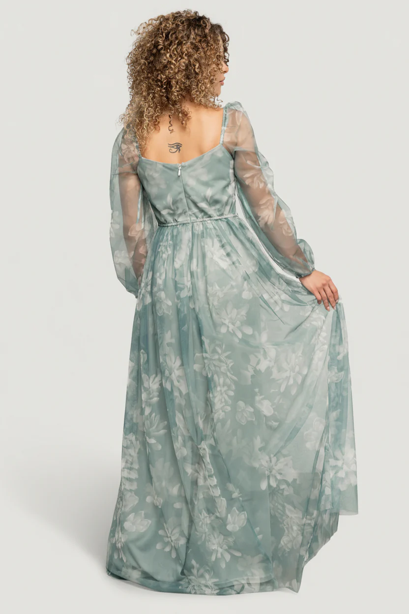 Nara Tulle Maxi Dress | Dusty Green Floral - Image 3