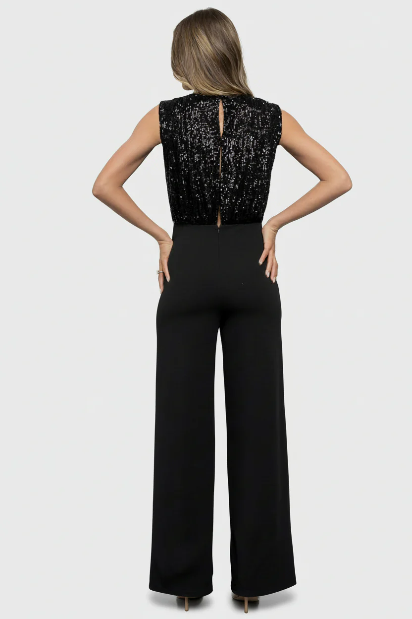 Niya Sequin Jumpsuit | Black - Image 5