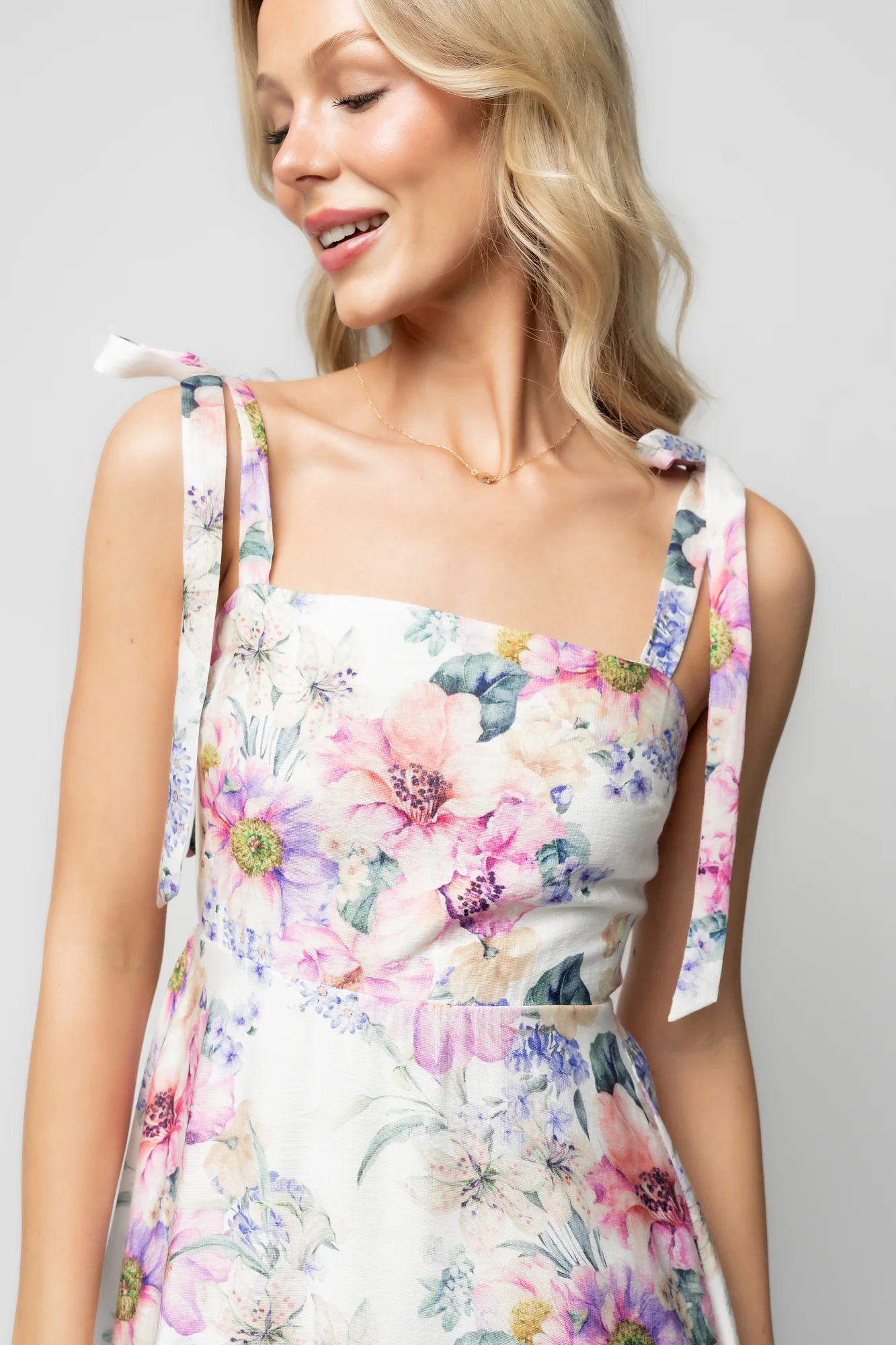 Opaline Midi Dress | Purple + Blue Floral - Image 4