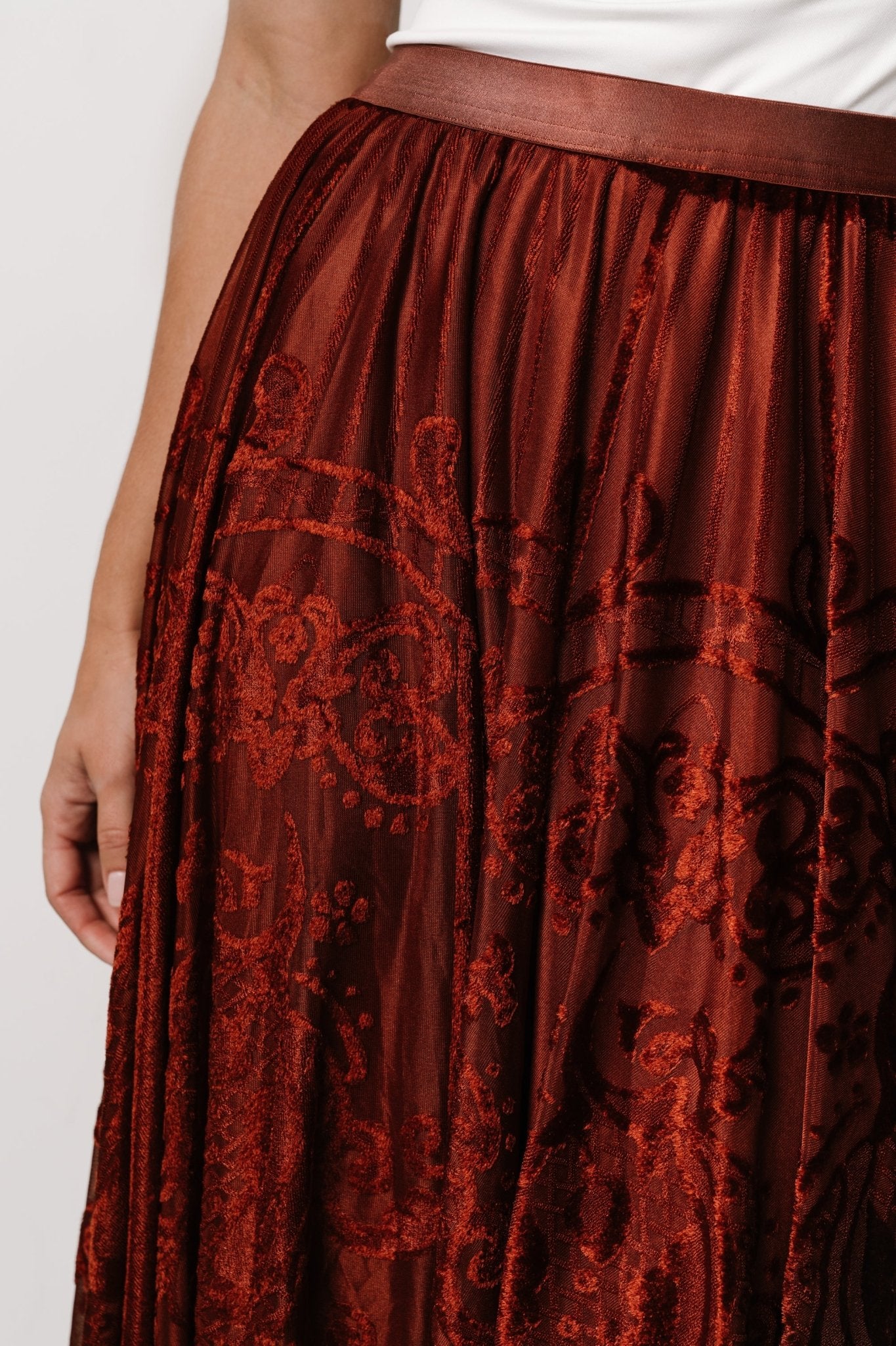 Palini Velvet Skirt | Rust - Image 3