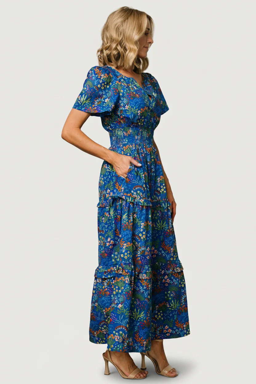 Palmer Tiered Maxi Dress | Cobalt Multi - Image 5