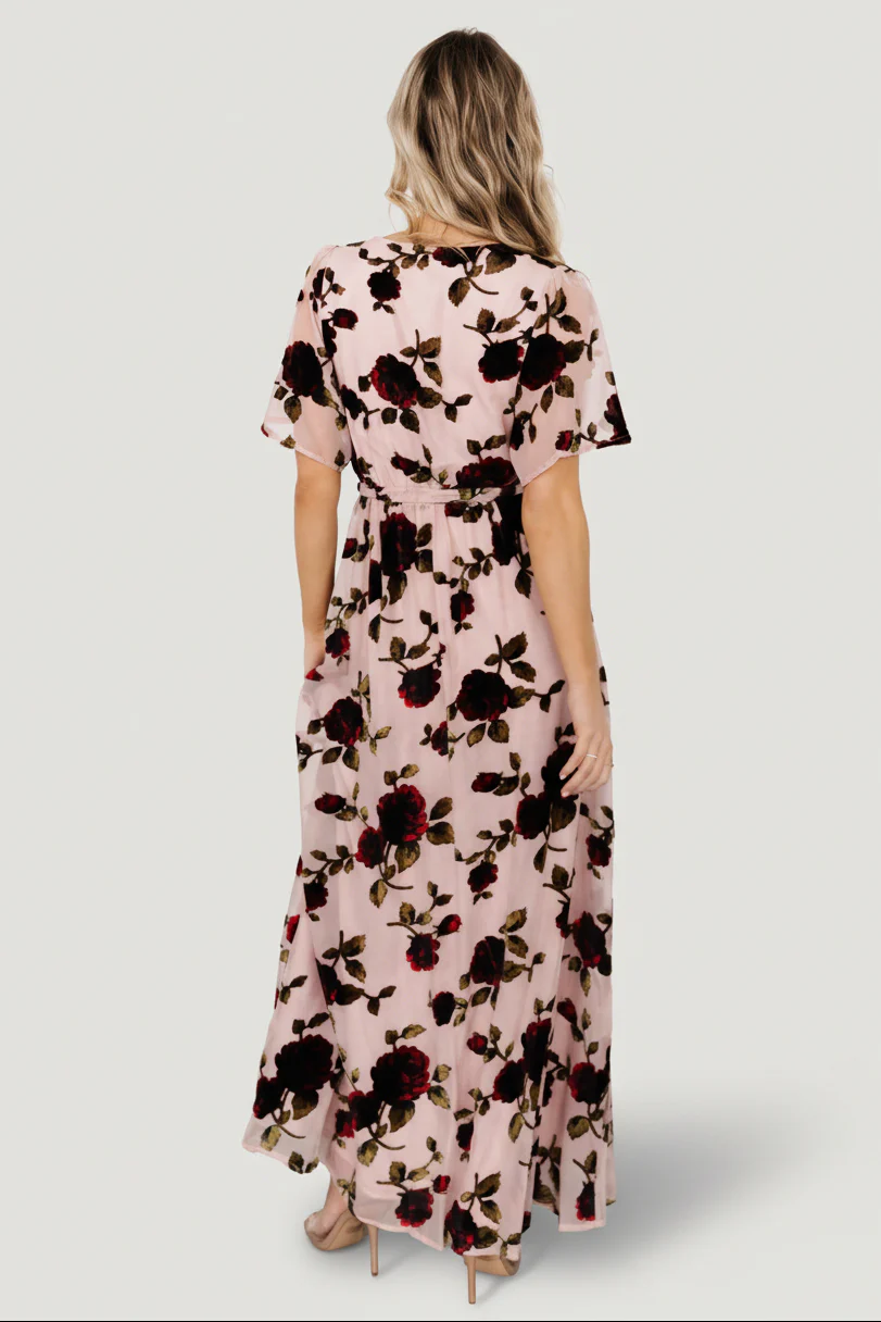 Parisian Velvet Maxi Dress | Blush Rose Floral - Image 6