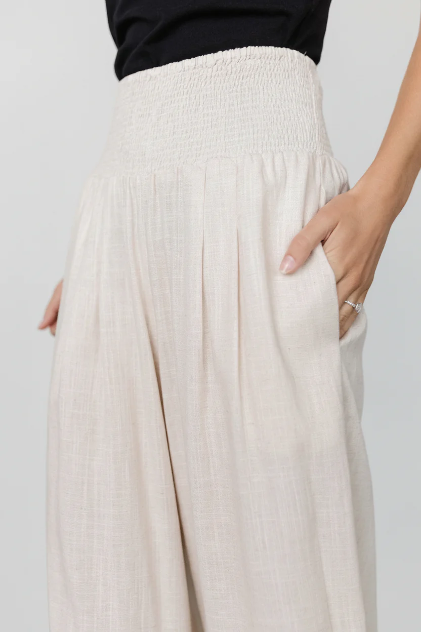 Parvati Smocked Waist Pants | Natural - Image 3