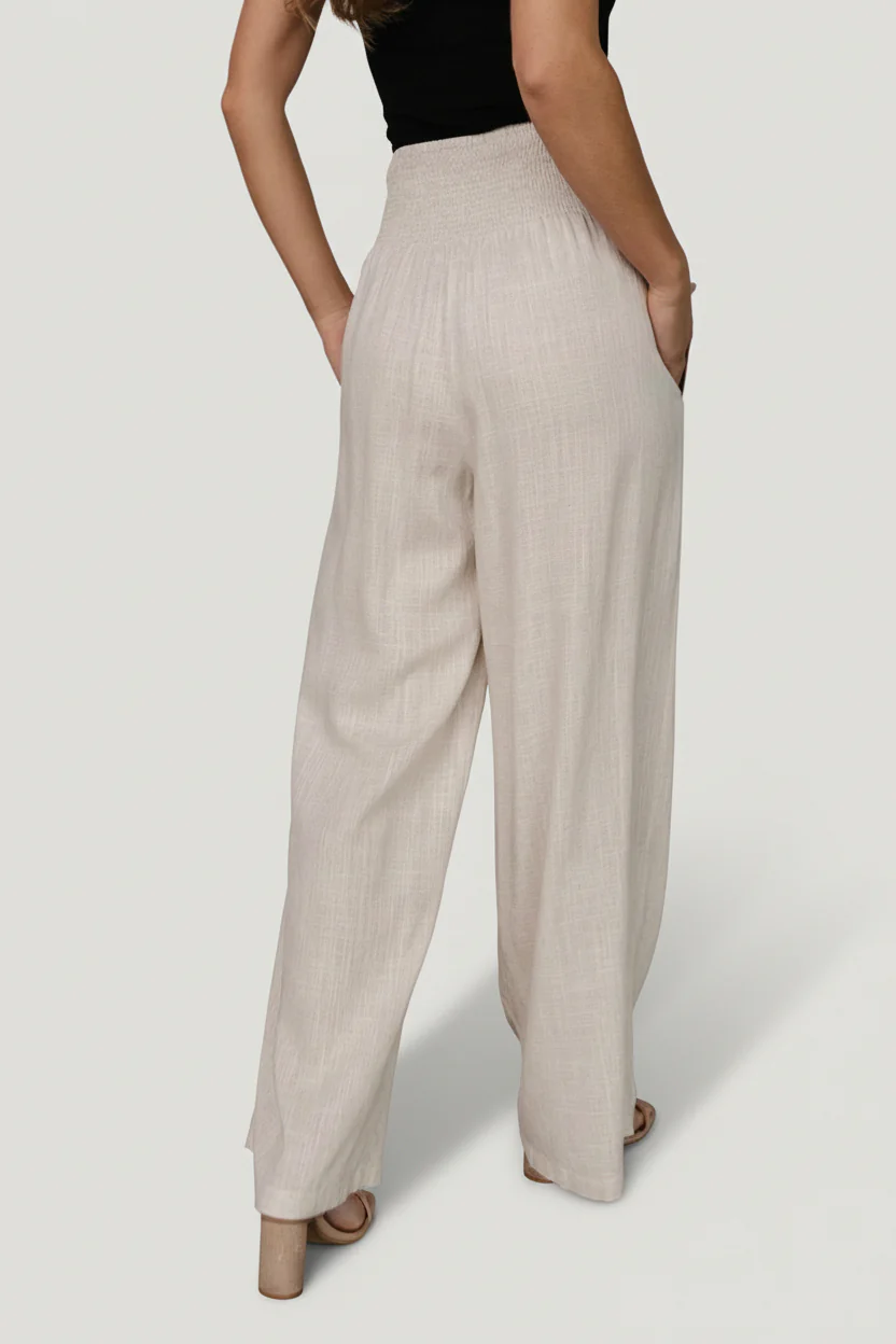 Parvati Smocked Waist Pants | Natural - Image 4