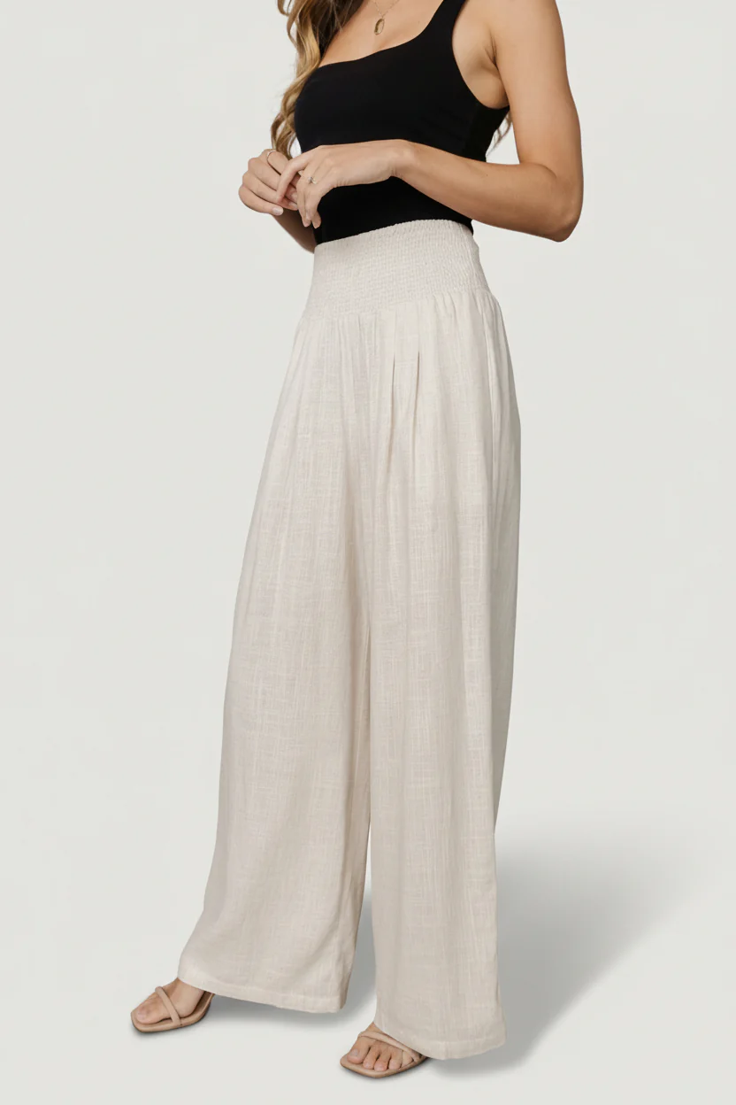 Parvati Smocked Waist Pants | Natural - Image 5