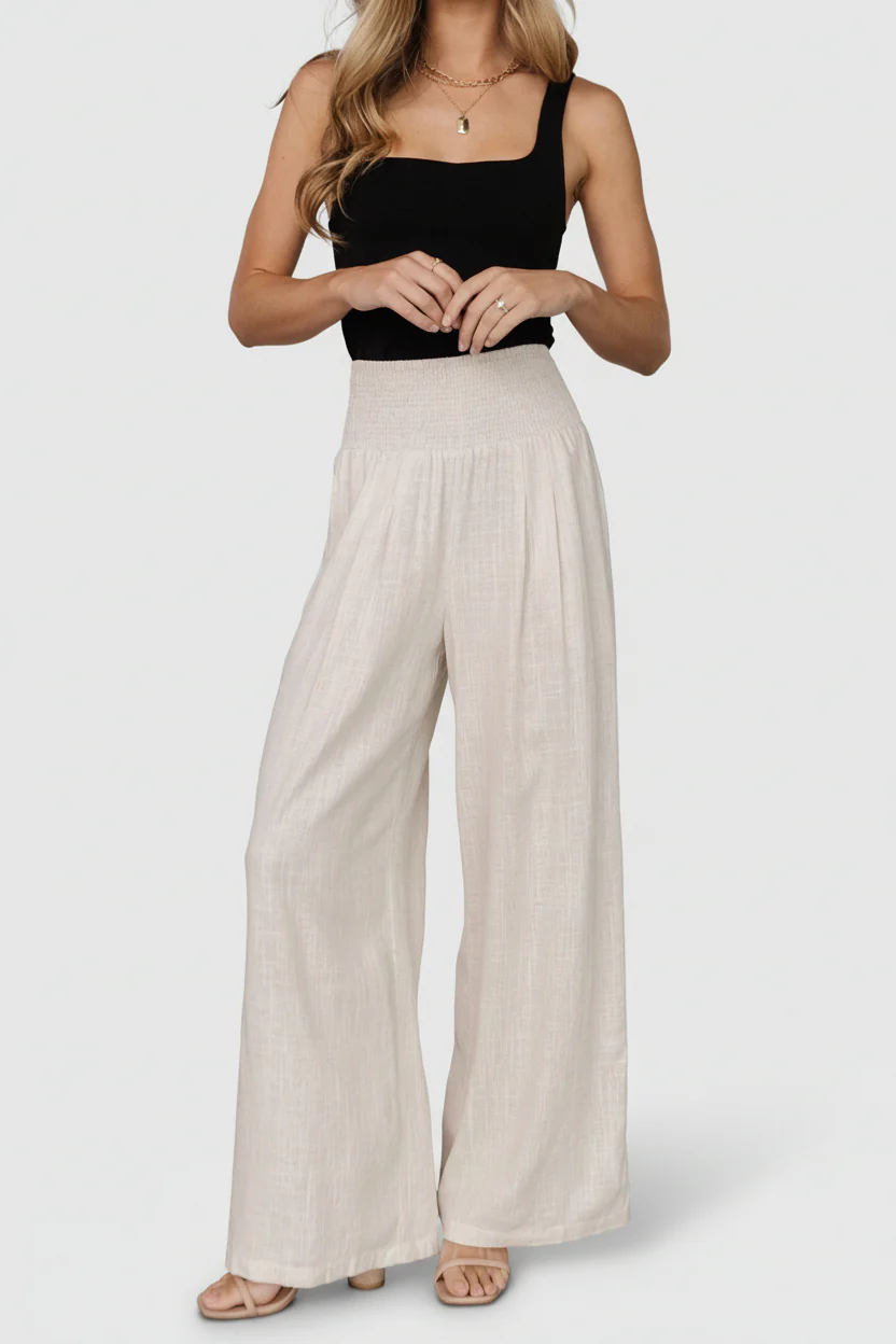 Parvati Smocked Waist Pants | Natural - Image 6