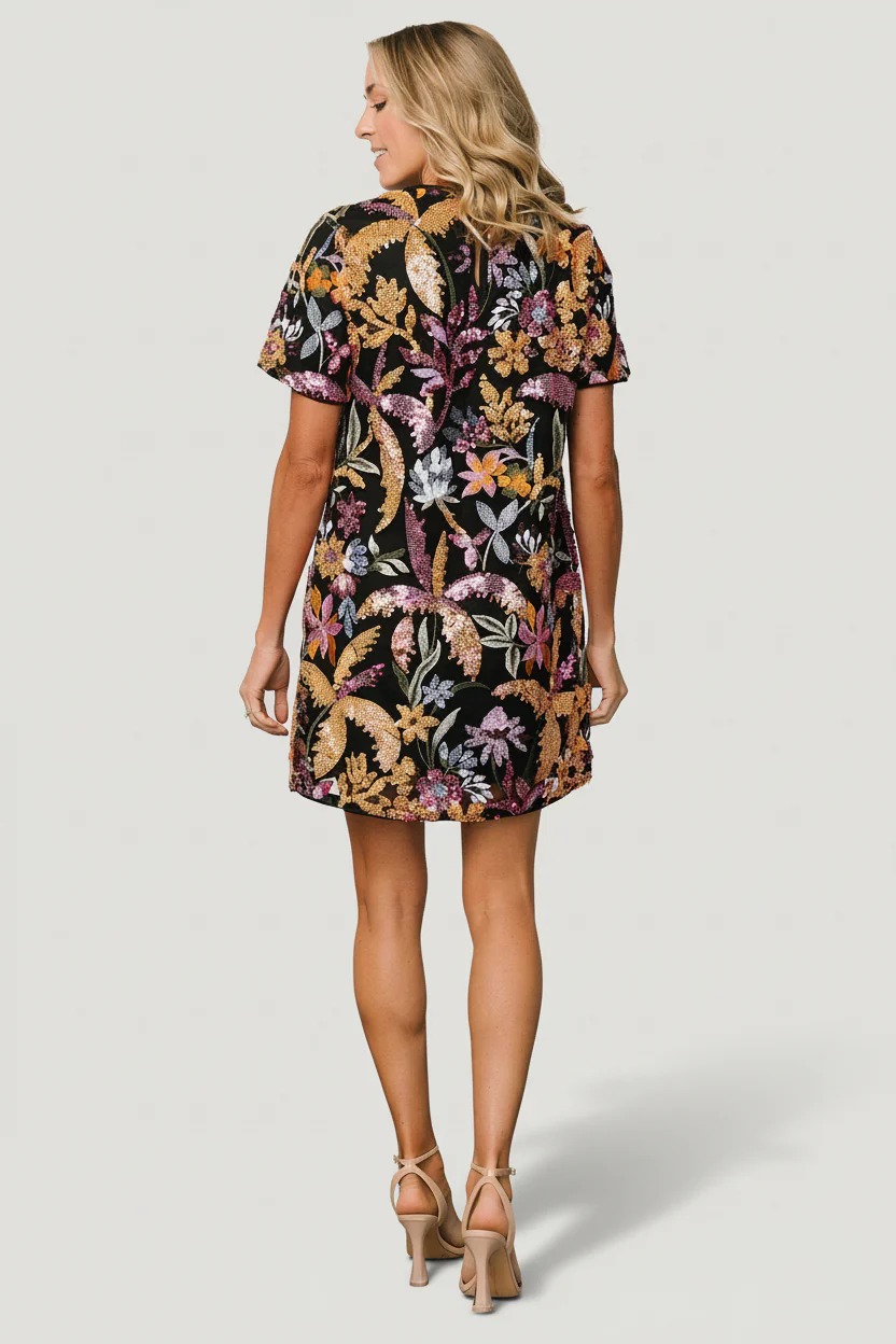 Patricia Sequin Short Dress | Black - Image 6