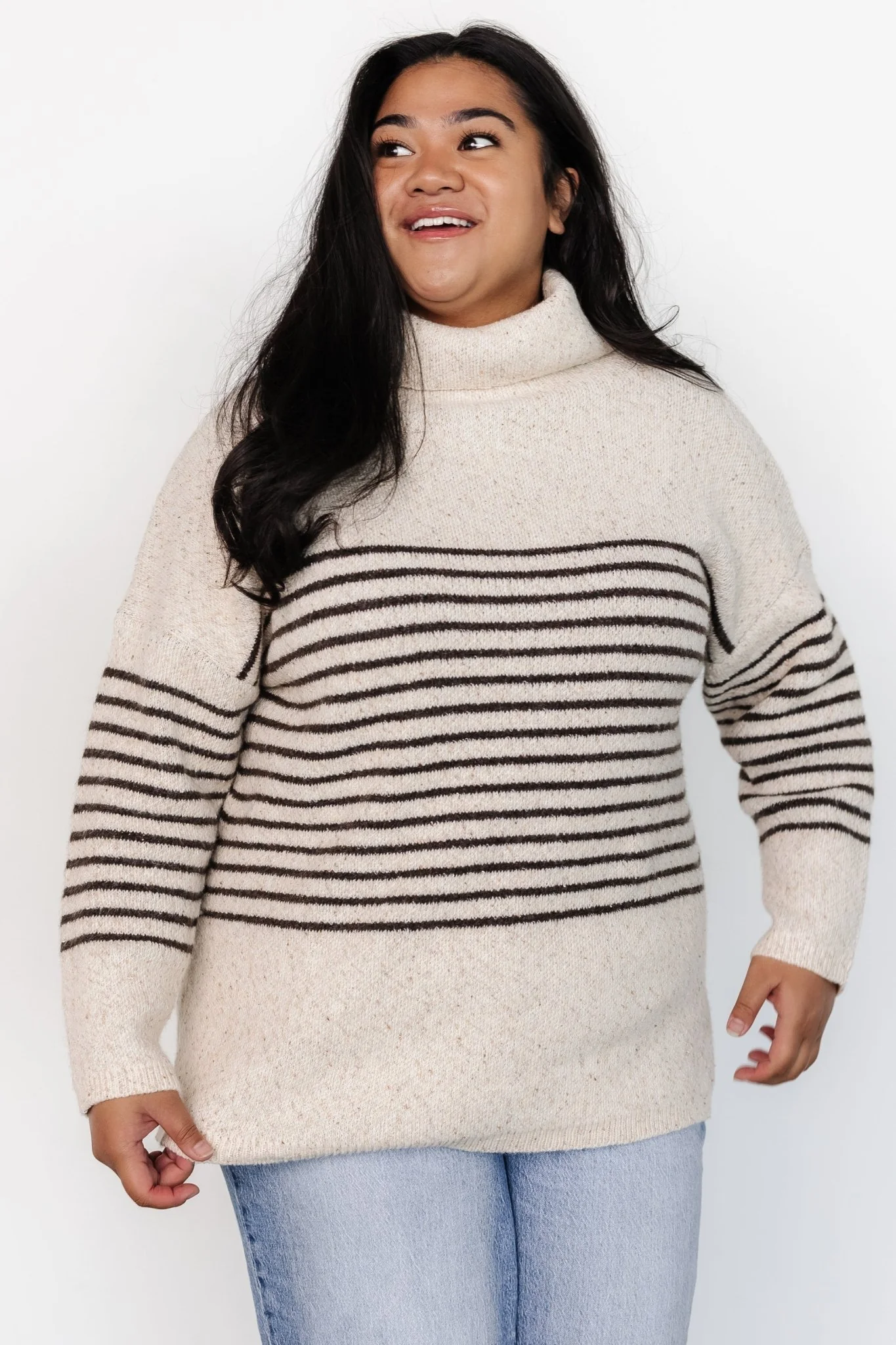 Pennington Turtleneck Sweater | Cream Multi Stripe - Image 4