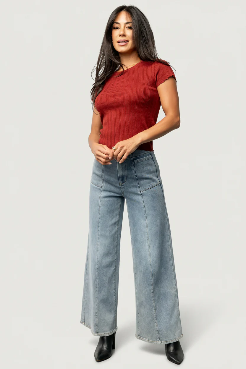 Penny Pointelle Top | Brick - Image 5