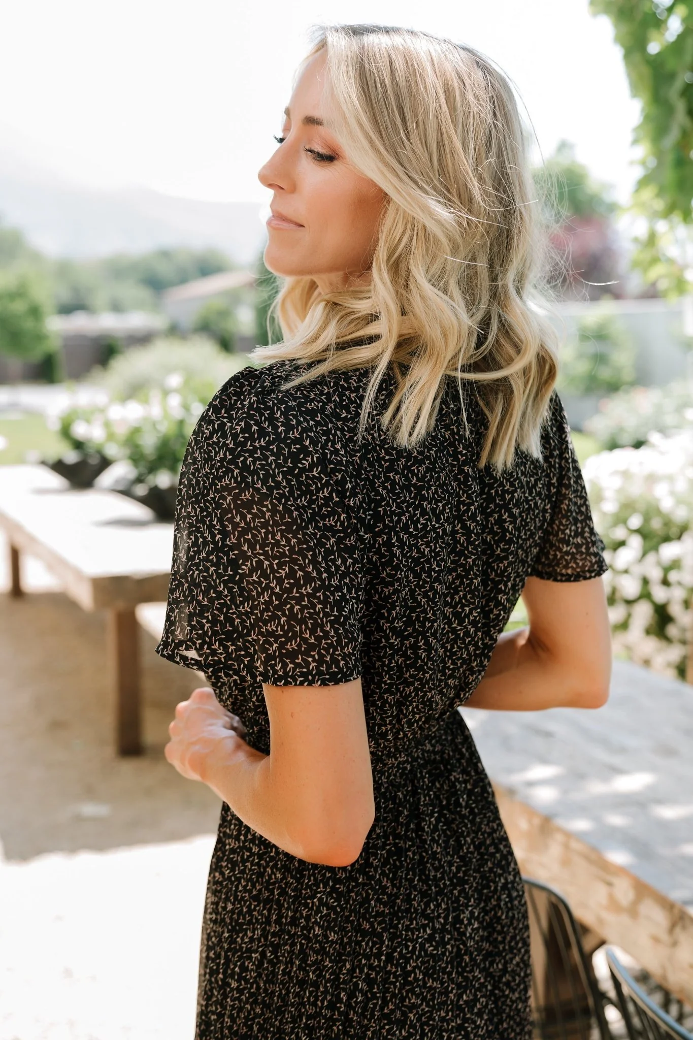 Prim Pleated Dress | Black Print - Image 5