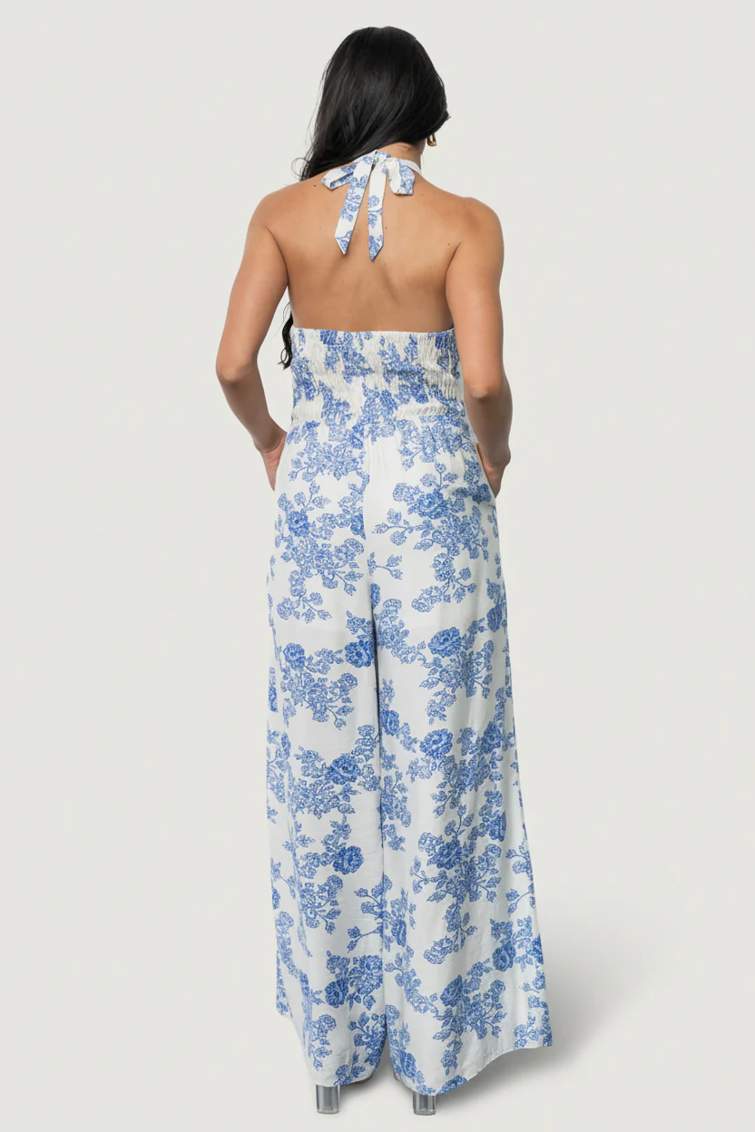 Promesa Halter Jumpsuit | Blue Floral - Image 5