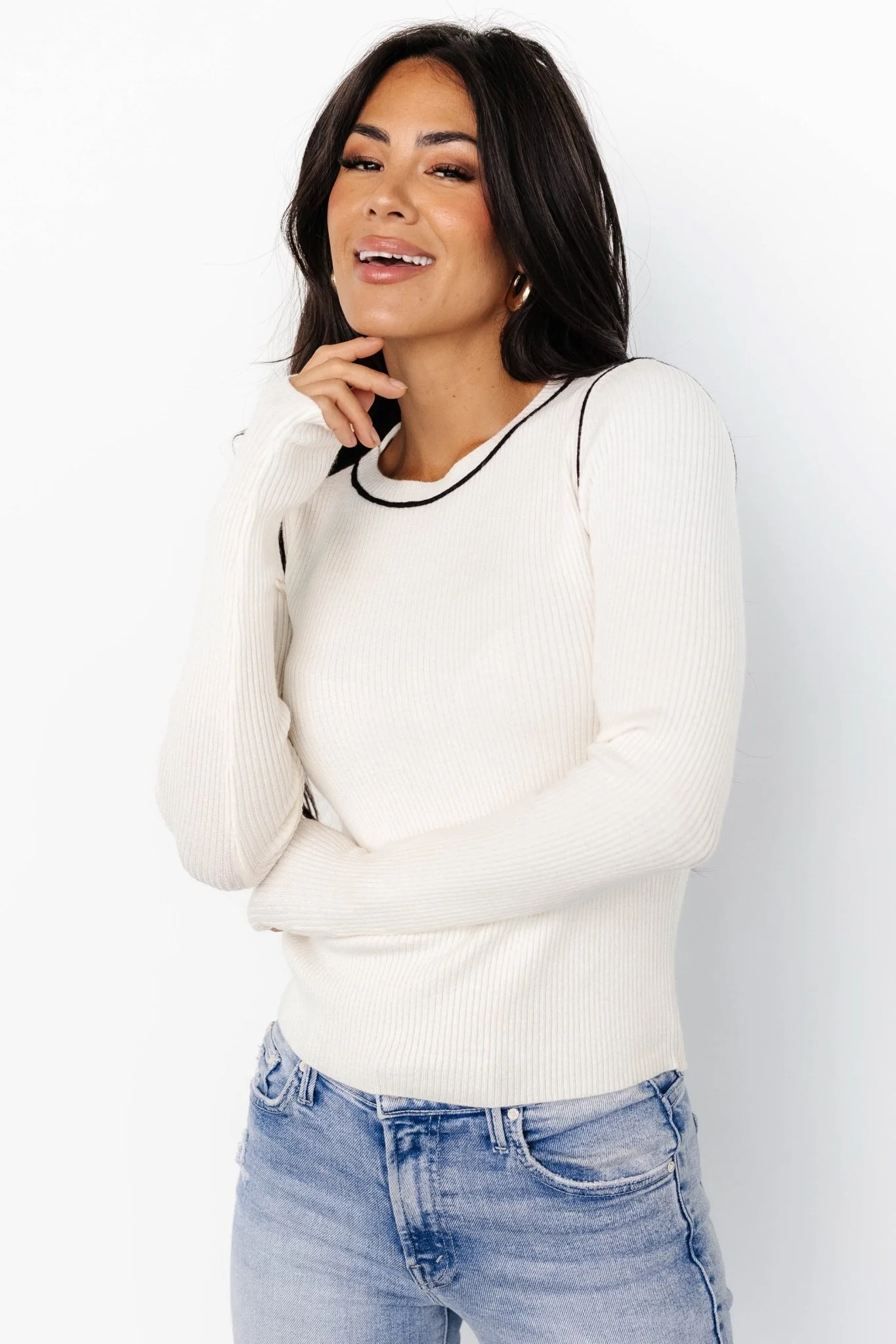 Quinlan Ribbed Top | Ivory - Image 3