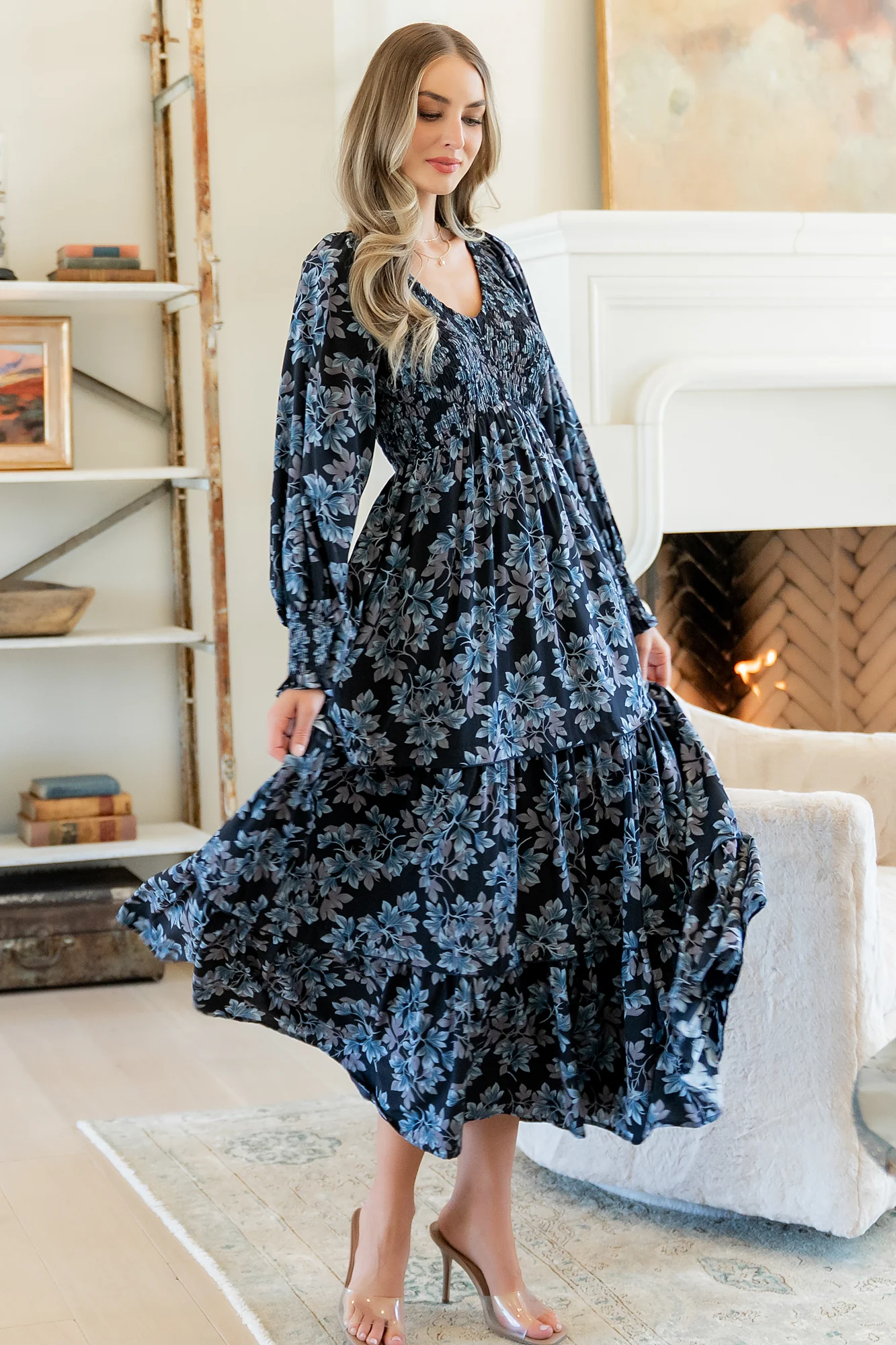 Rayna Smocked Dress | Midnight + Blue Floral - Image 6