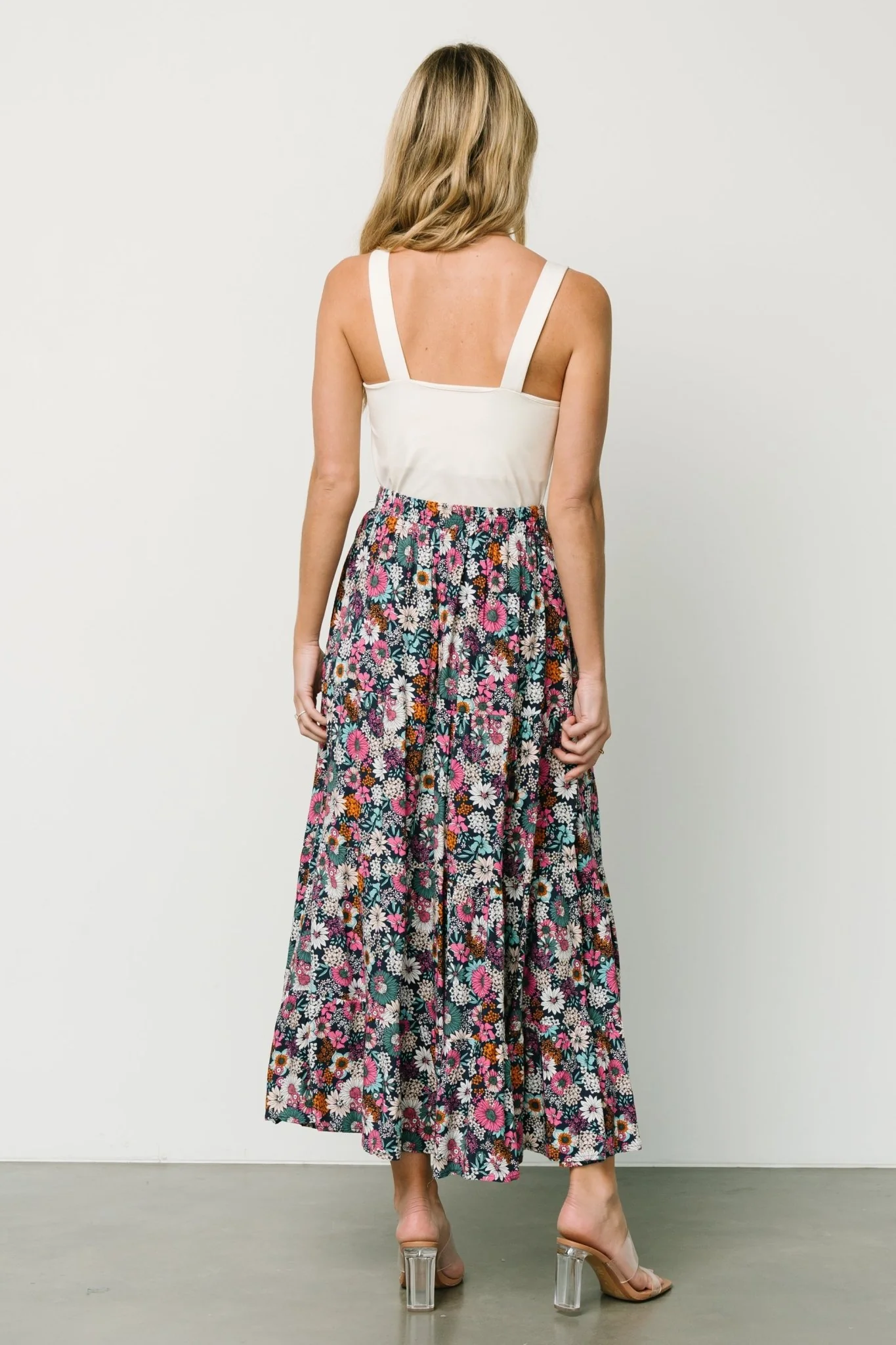 Reilly Maxi Skirt | Navy Flower Print - Image 4