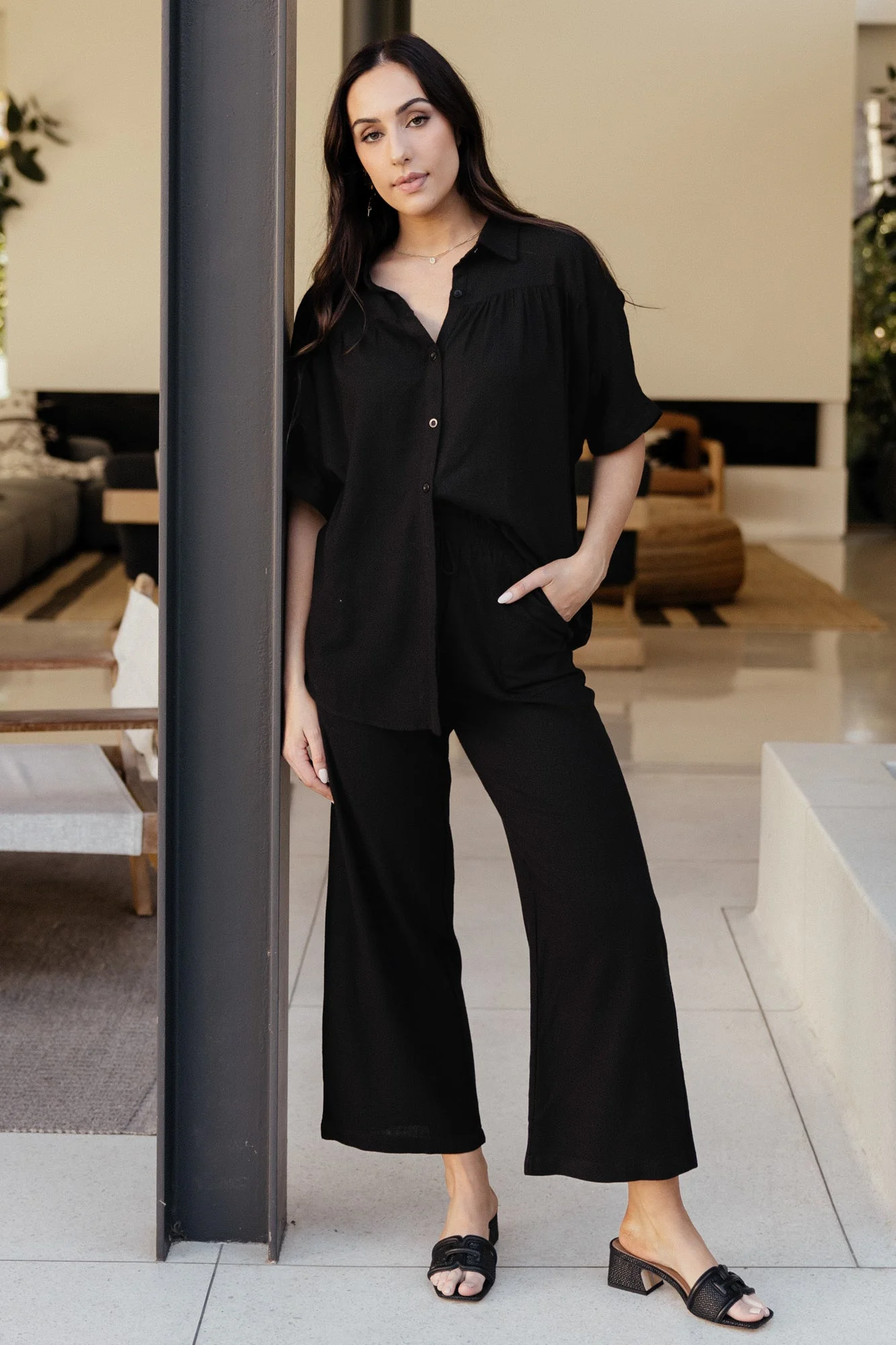 Romy Button Top | Black - Image 3