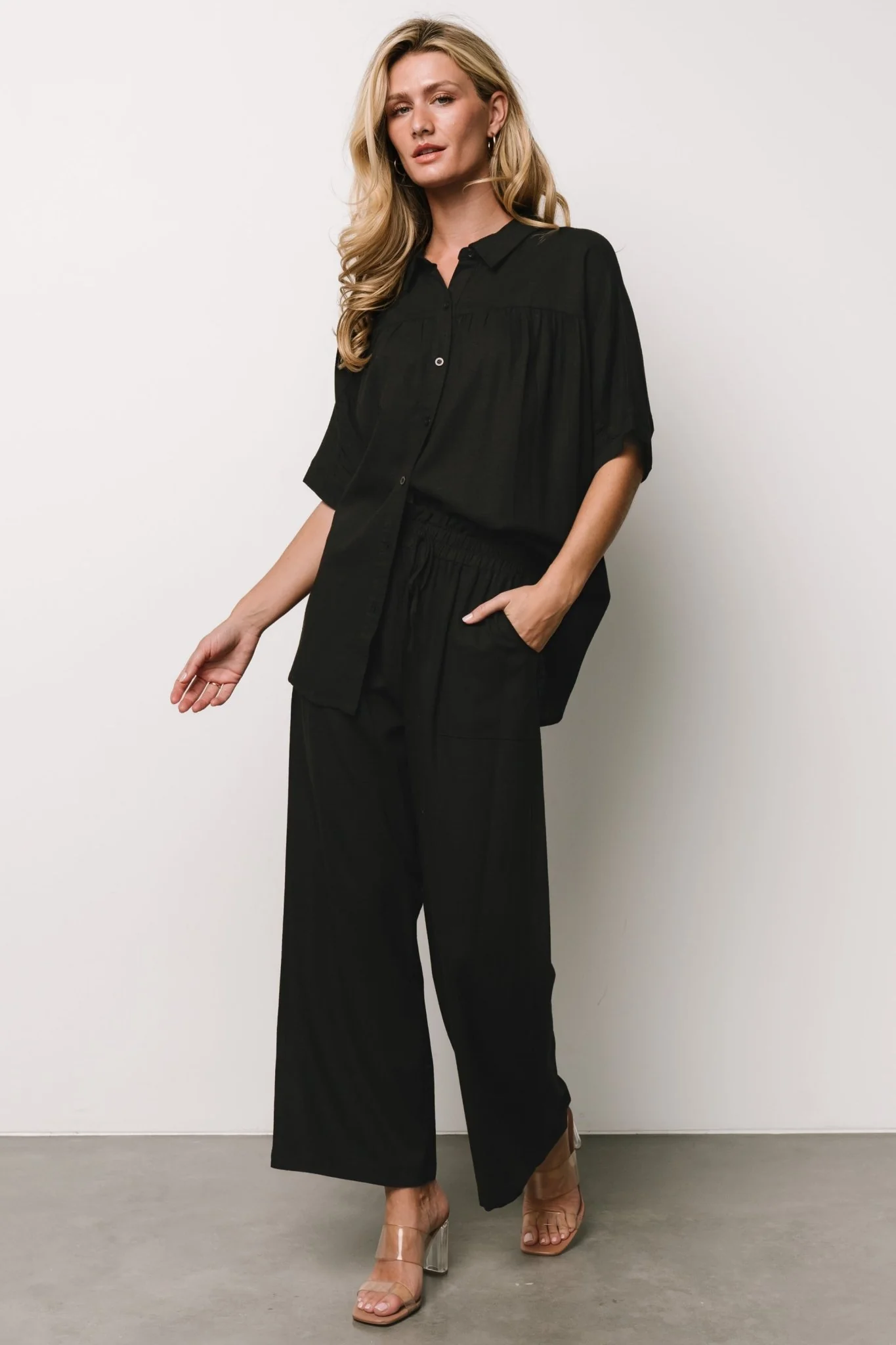 Romy Button Top | Black - Image 4