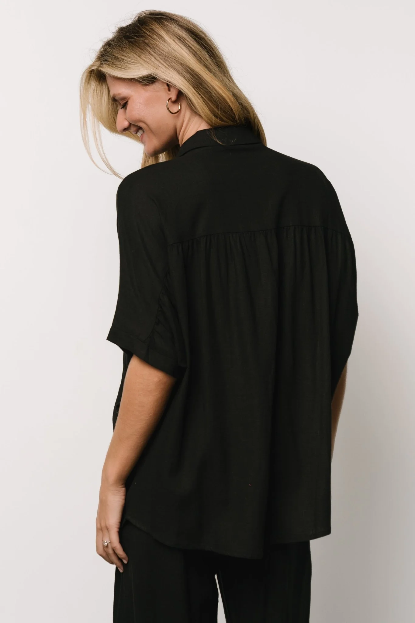 Romy Button Top | Black - Image 5