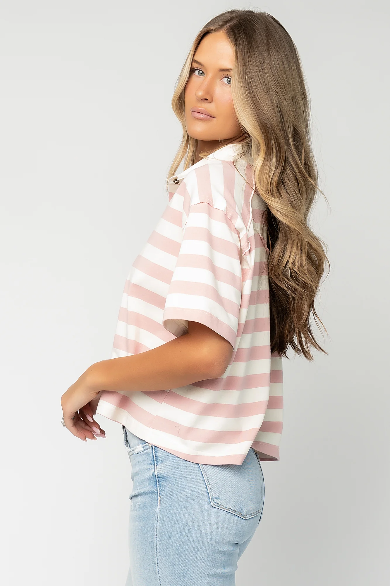 Ruby Striped Top | Pink + White - Image 2