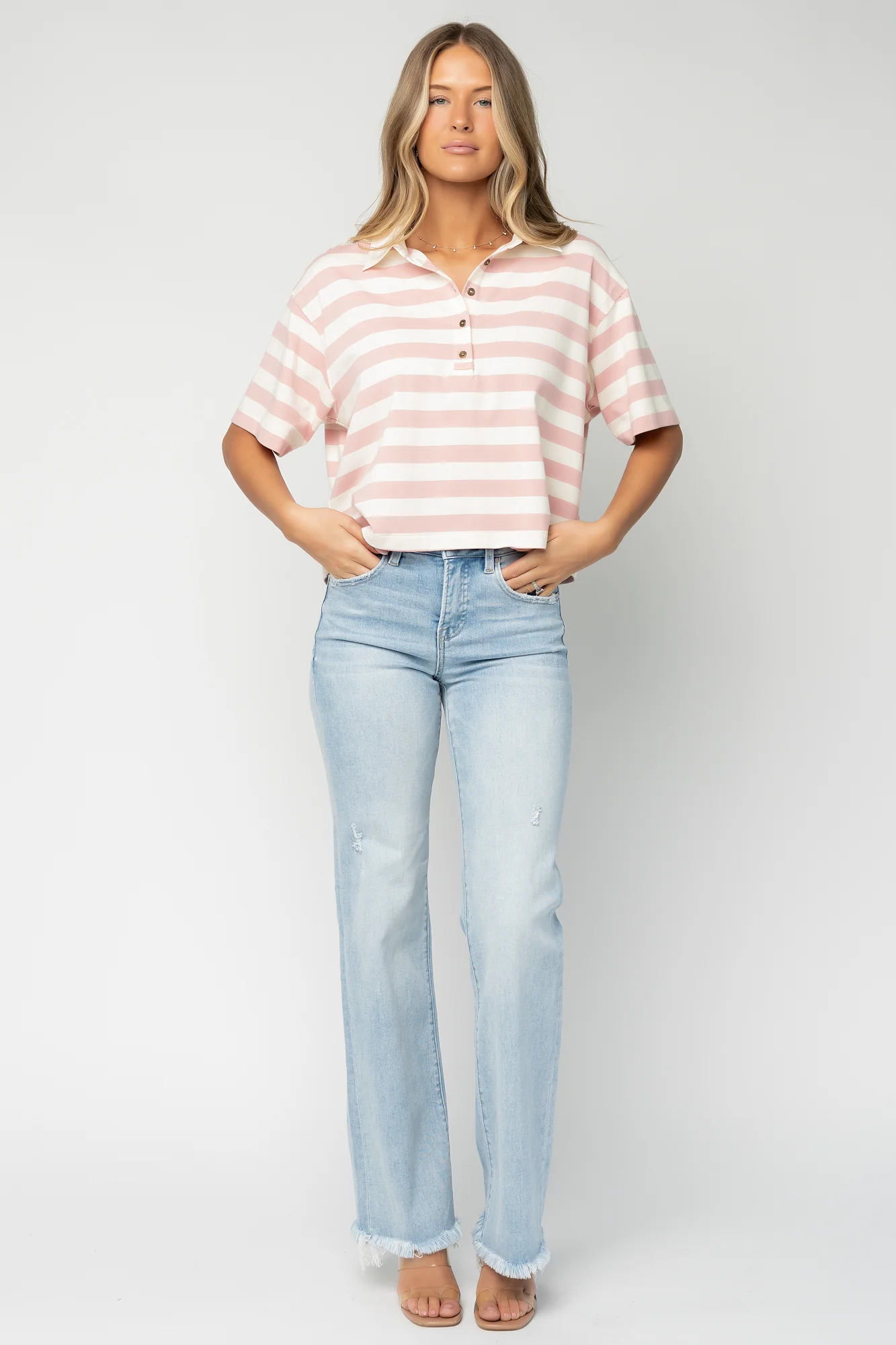 Ruby Striped Top | Pink + White - Image 3