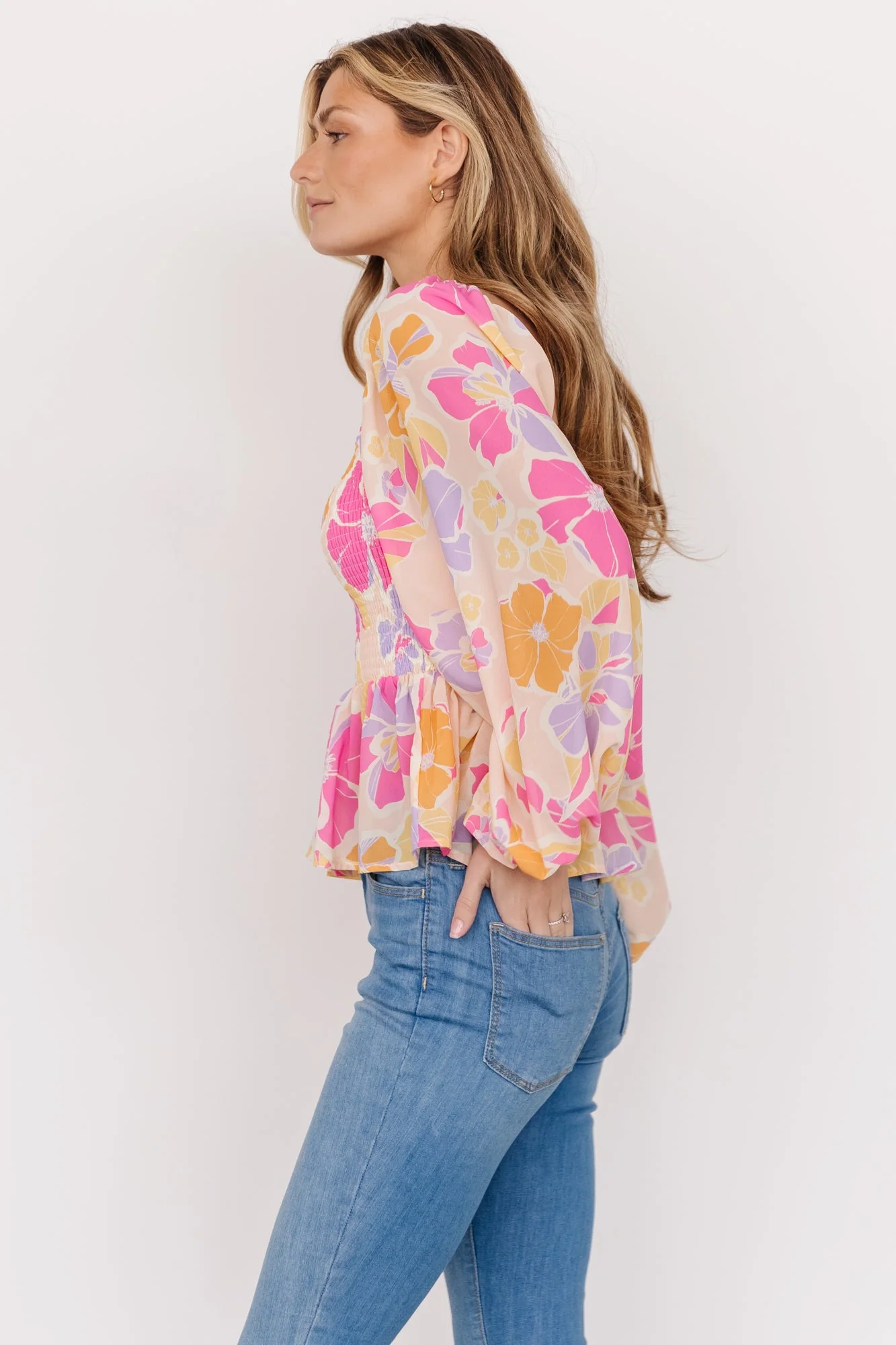 Sally Smocked Top | Pink Multi - Image 5