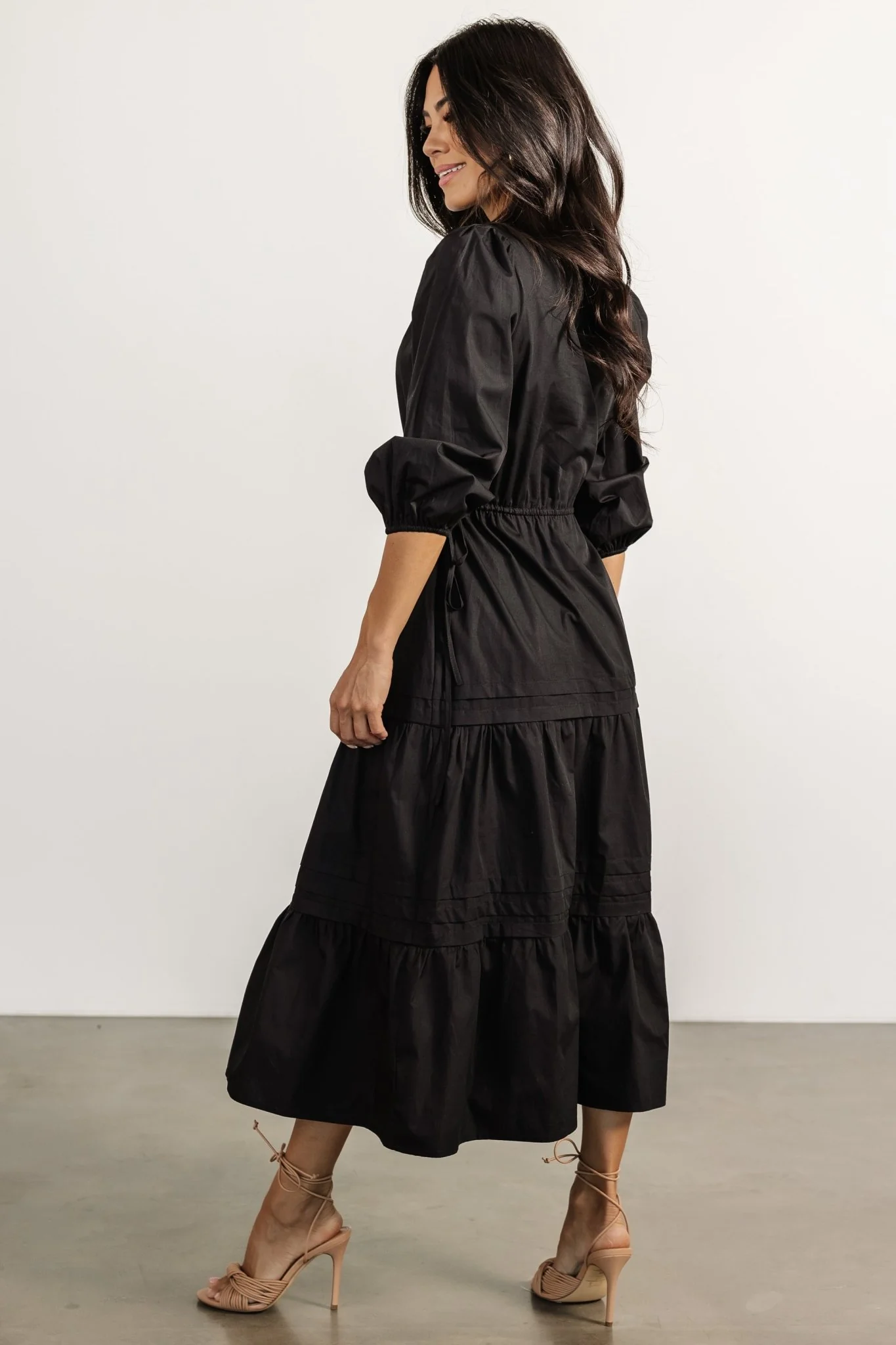 Santa Fe Poplin Midi Dress | Black - Image 6