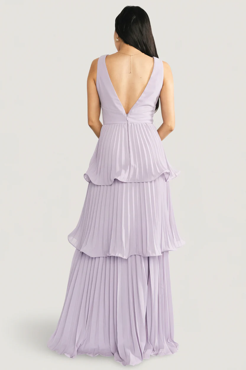 Saphira Tiered Pleated Maxi Dress | Lavender - Image 6