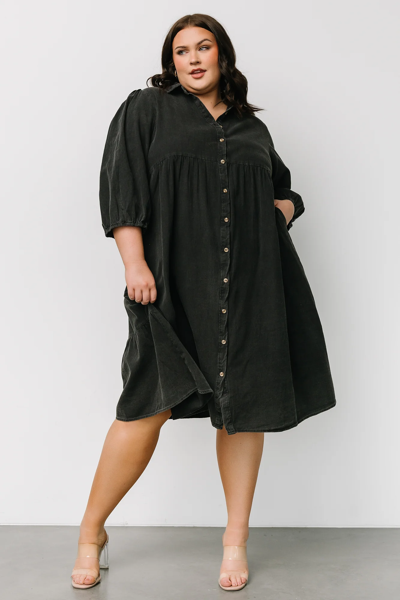 Sari Babydoll Dress | Washed Black - Image 3