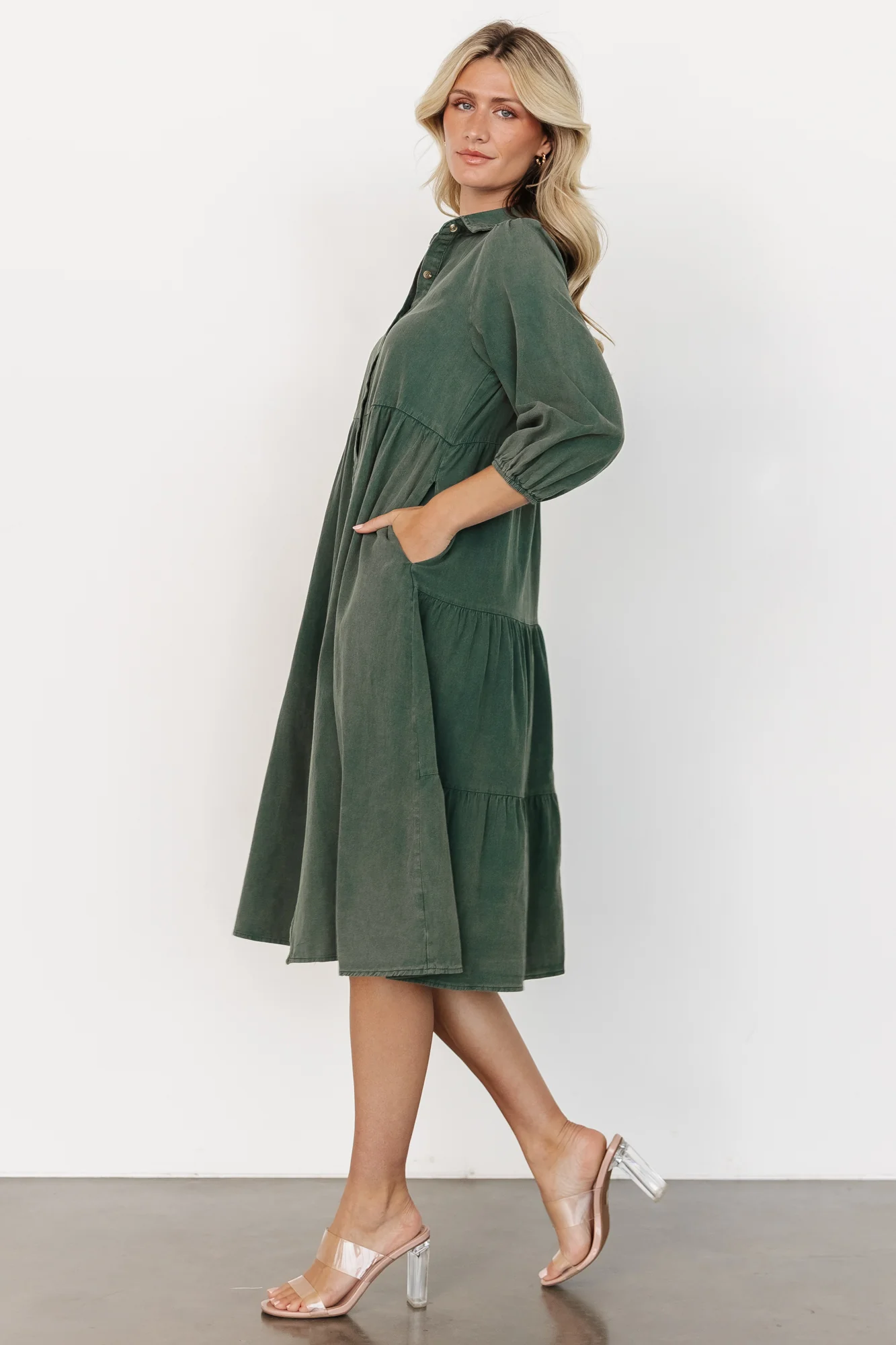 Sari Babydoll Dress | Green - Image 3