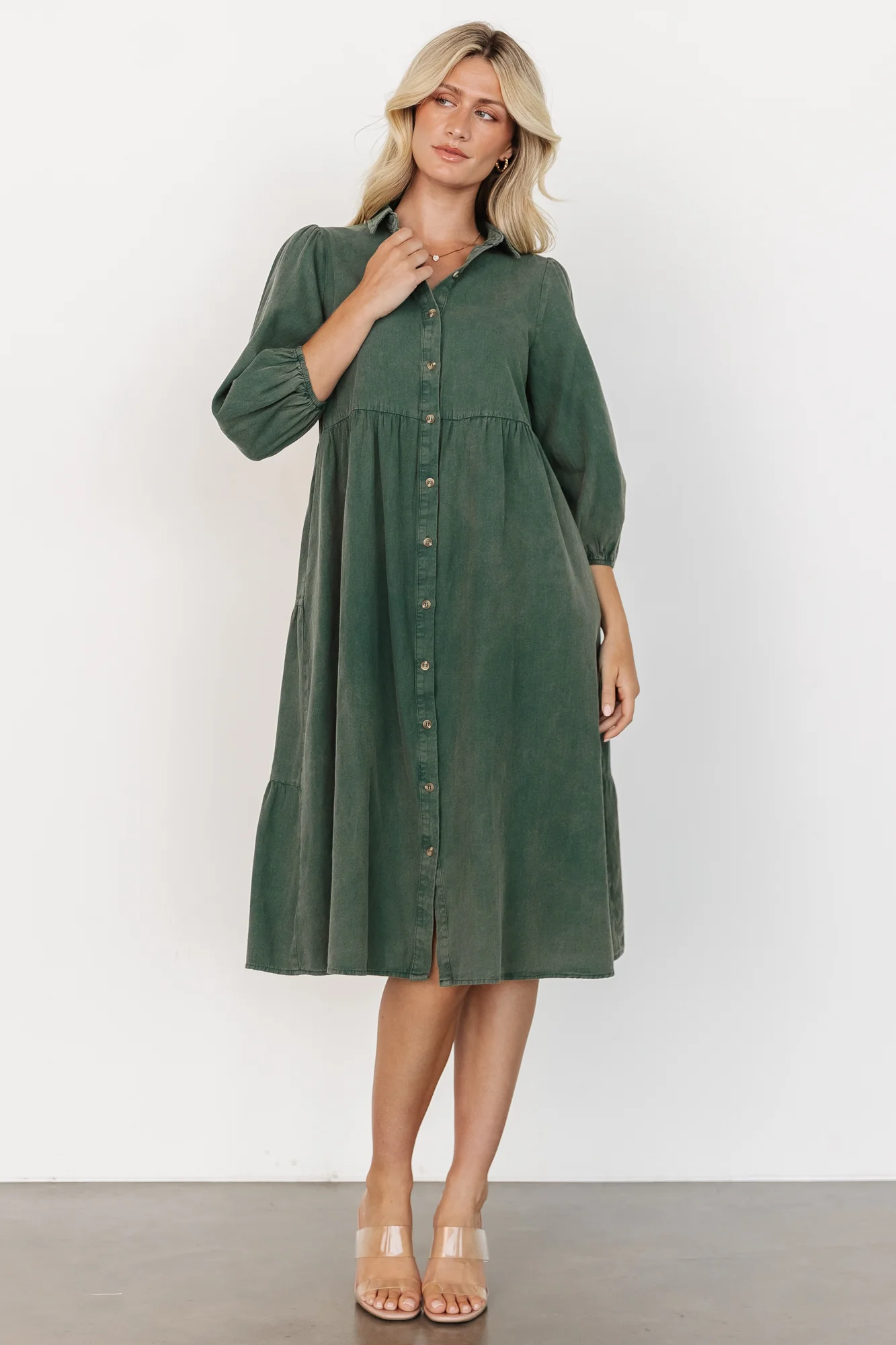 Sari Babydoll Dress | Green - Image 6