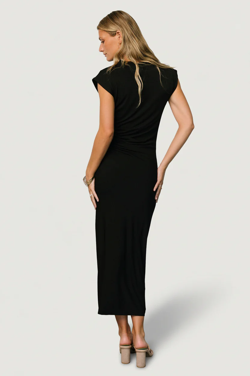 Sasha Ruched Maxi Dress | Black - Image 4