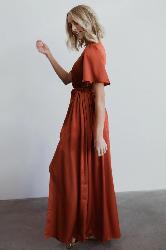 Sicily Satin Maxi Dress | Rust - Image 5
