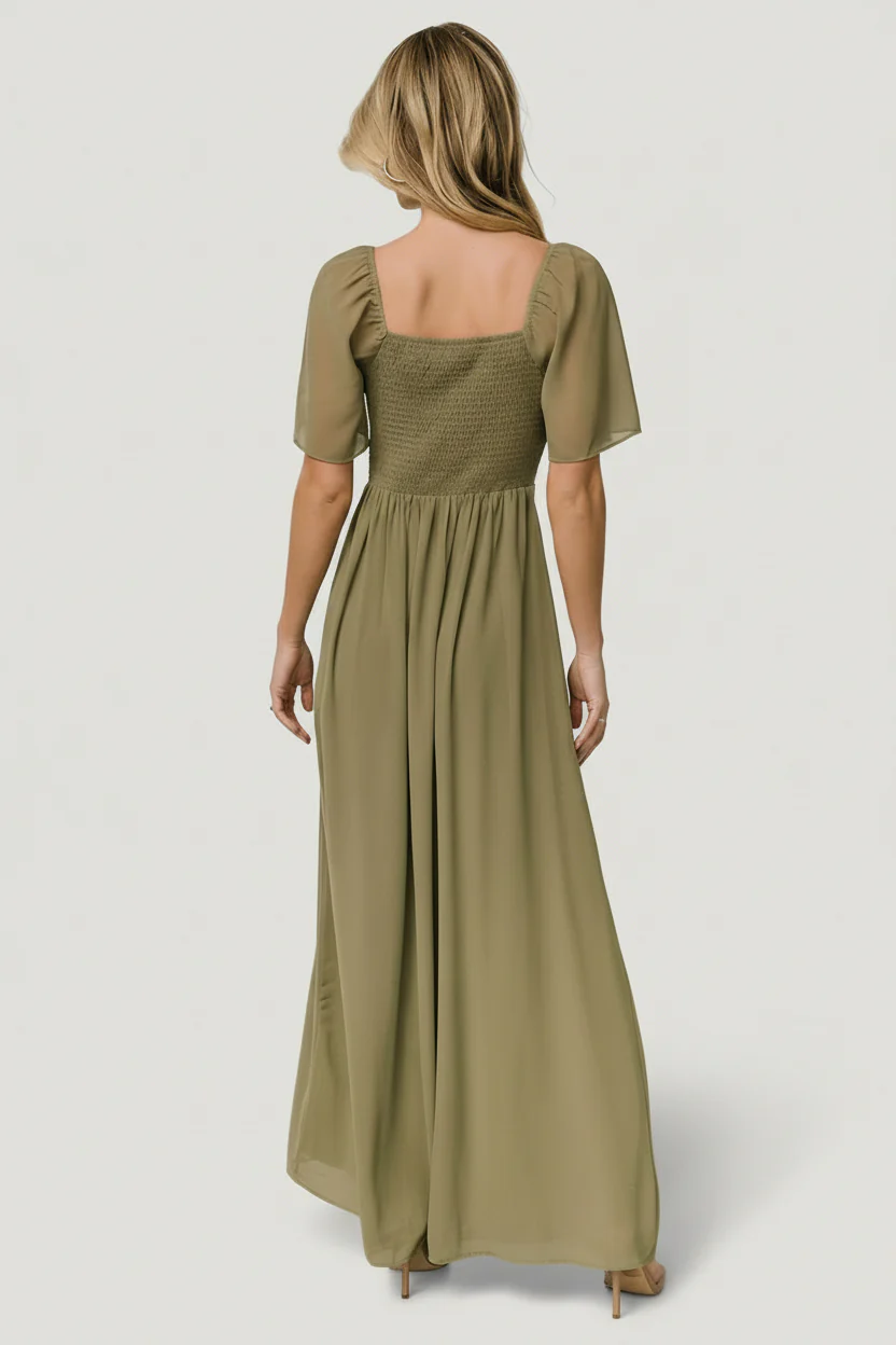 Sierra Sweetheart Maxi Dress | Dusty Olive - Image 4