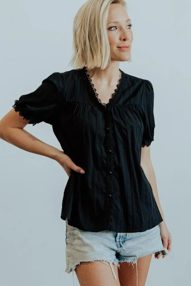 Sloane Button Top | Black - Image 12