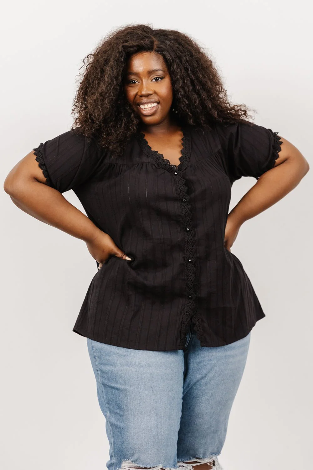Sloane Button Top | Black - Image 4