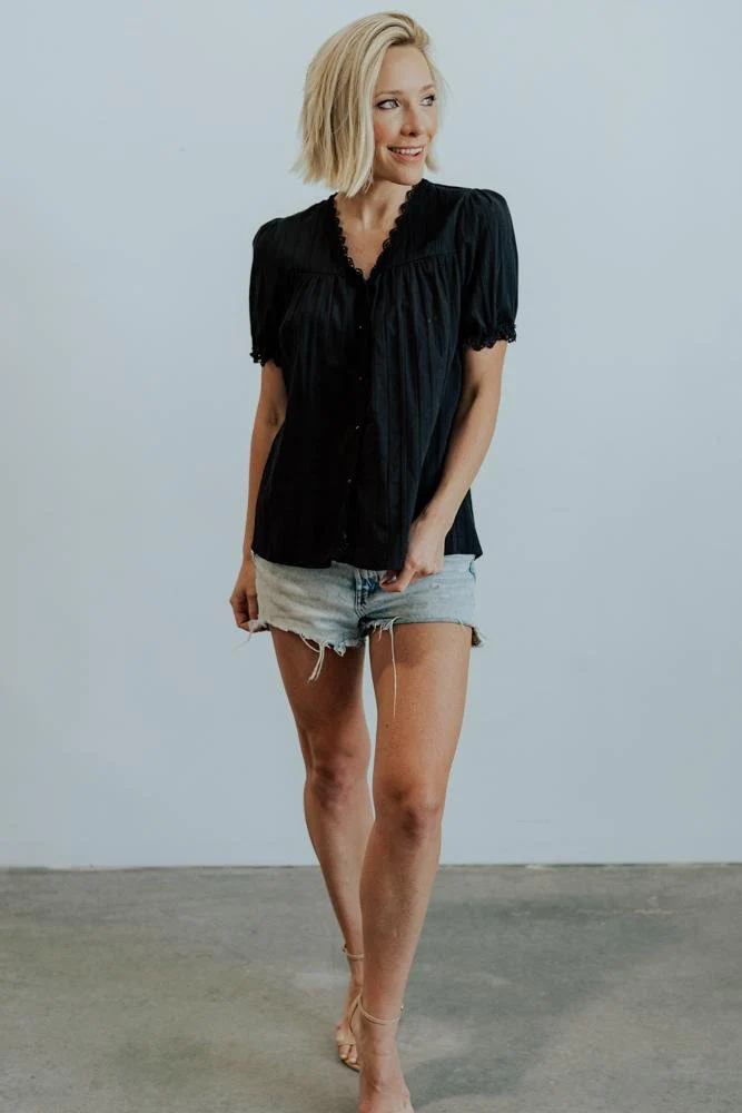 Sloane Button Top | Black - Image 7