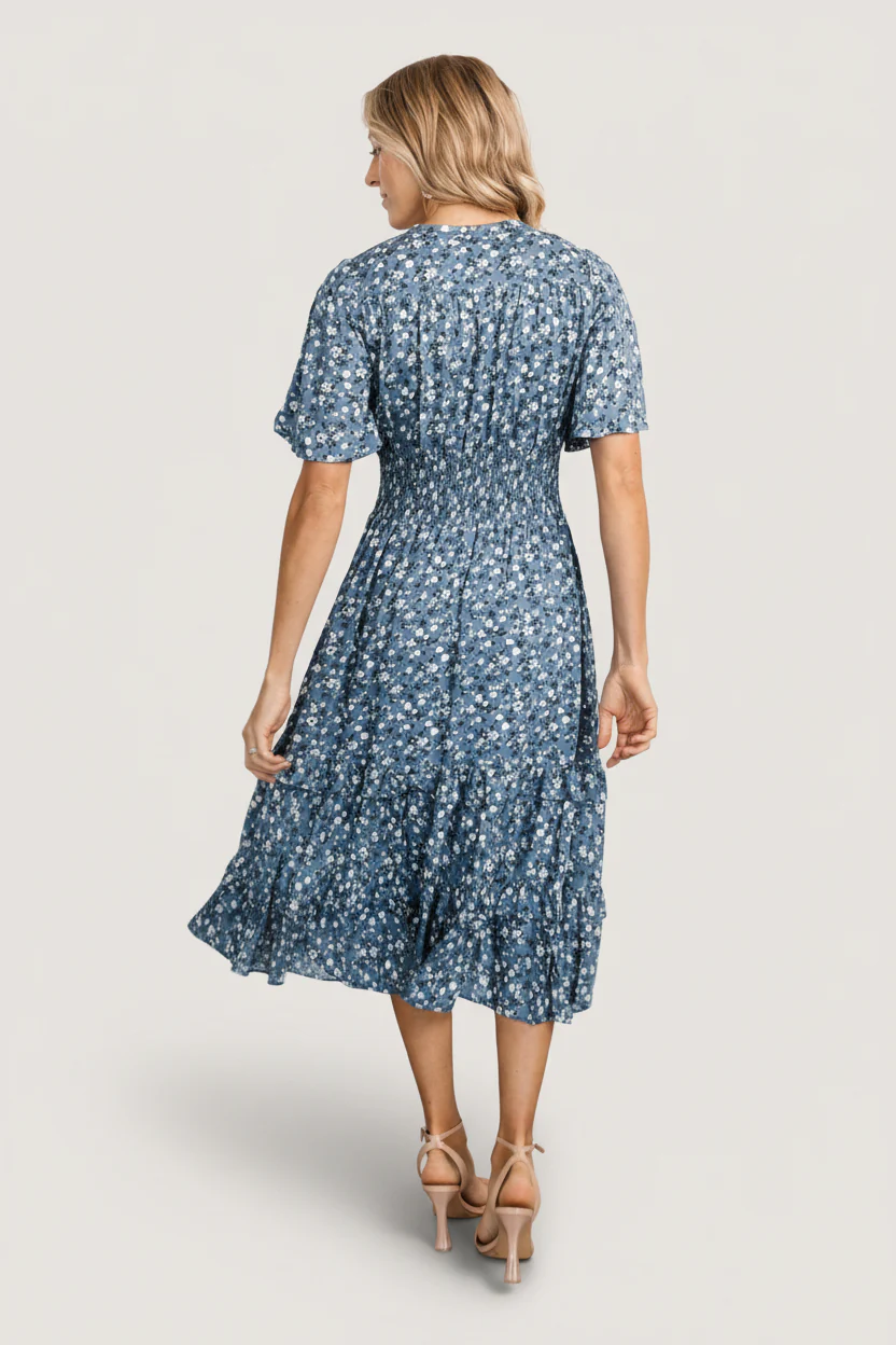 Spell Boho Midi Dress | Blue Floral - Image 4
