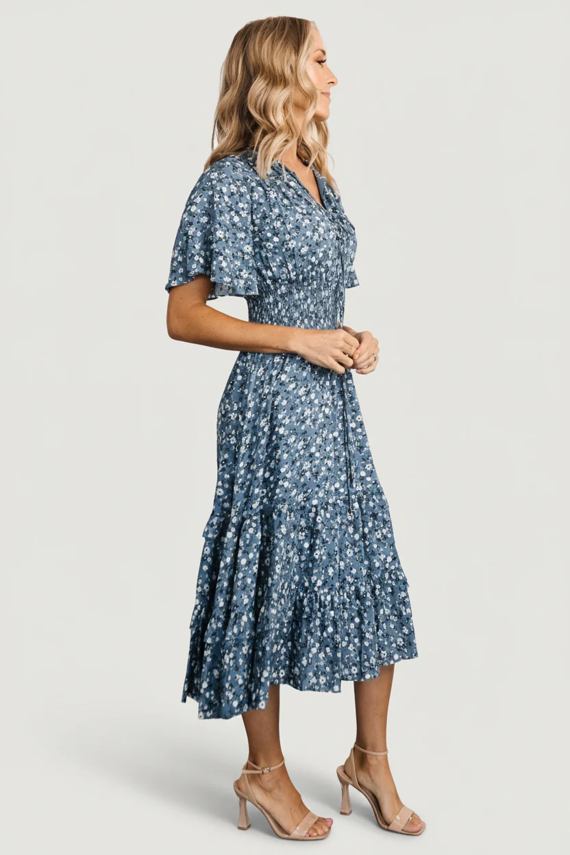 Spell Boho Midi Dress | Blue Floral - Image 6