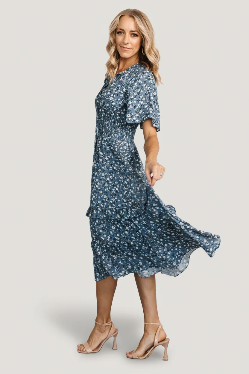 Spell Boho Midi Dress | Blue Floral - Image 7