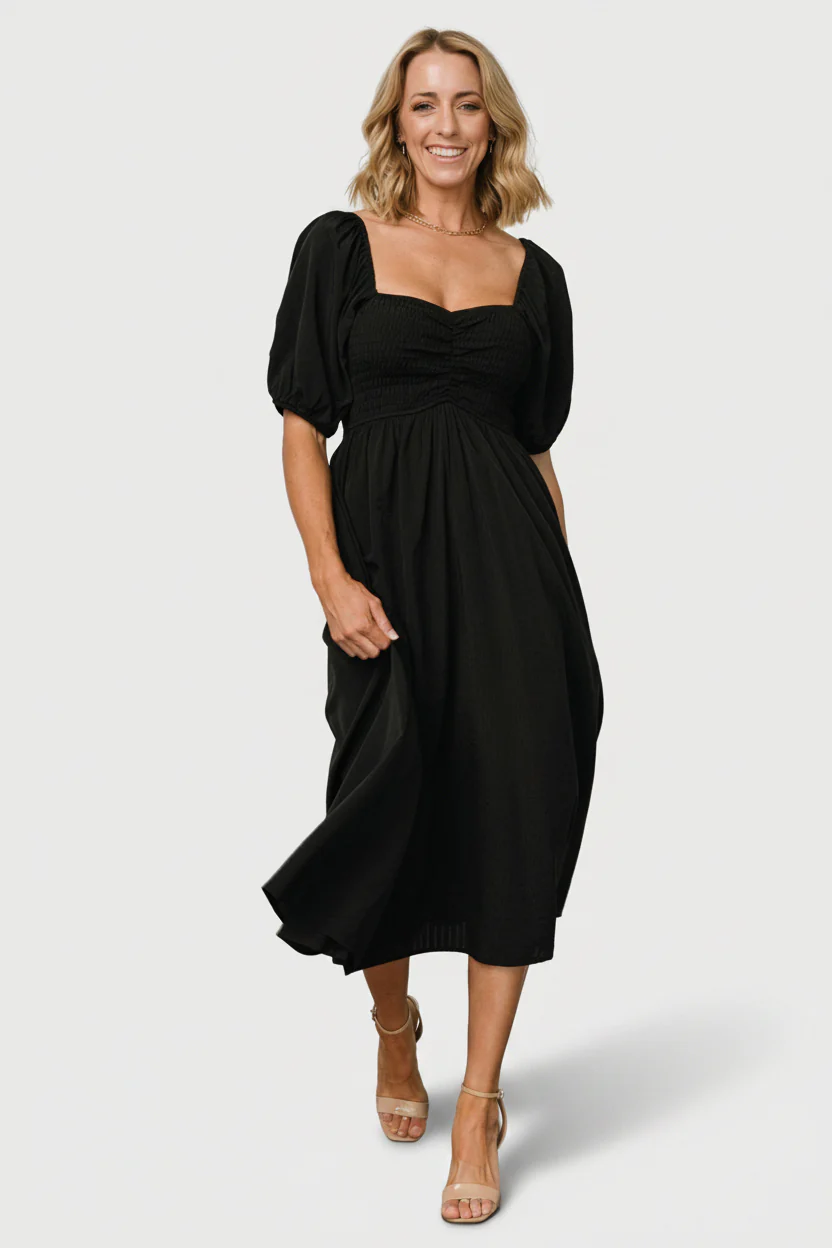 Stefania Midi Dress | Black - Image 4