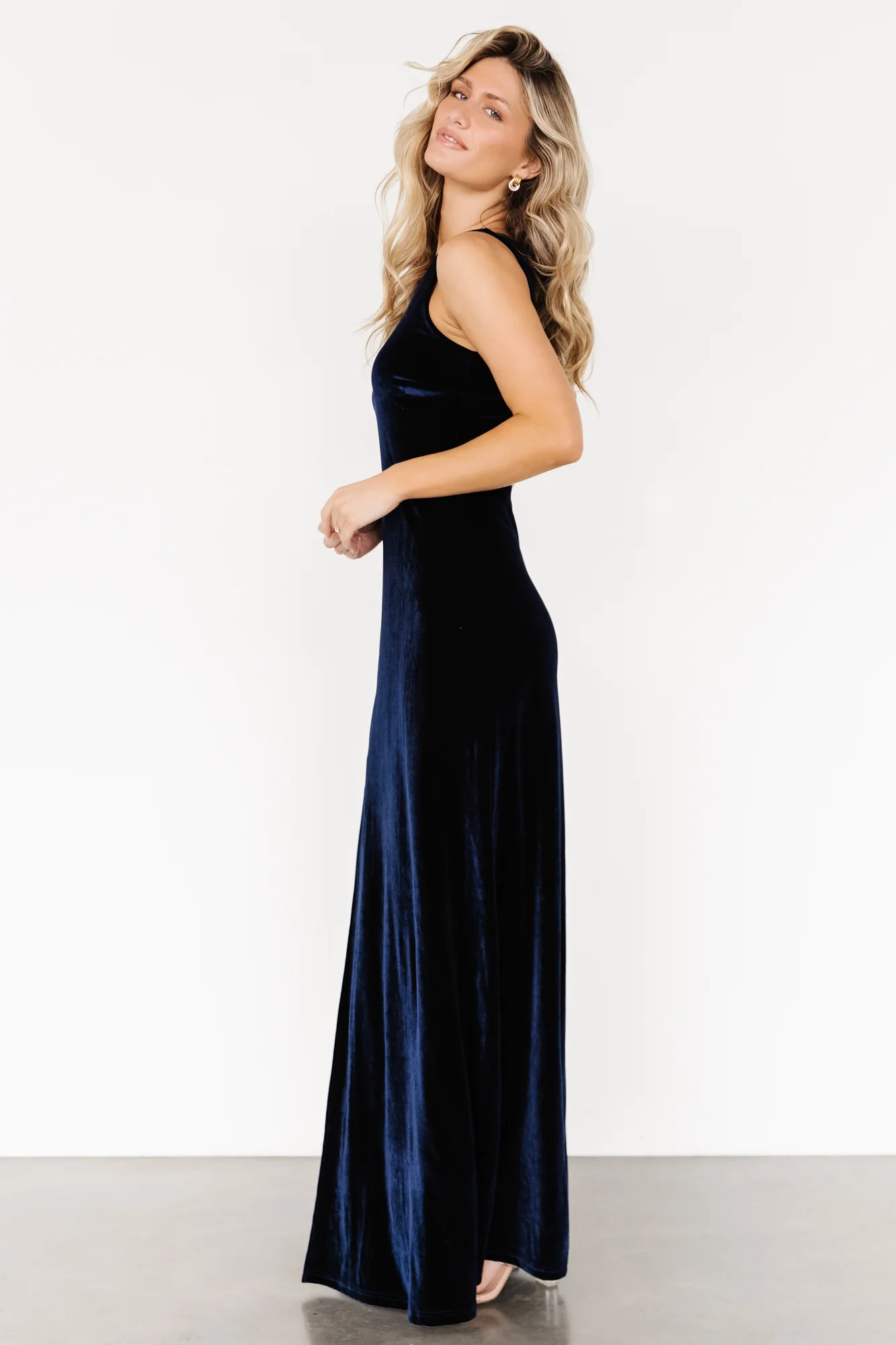 Tatiana Velvet One Shoulder Maxi Dress | Navy - Image 4