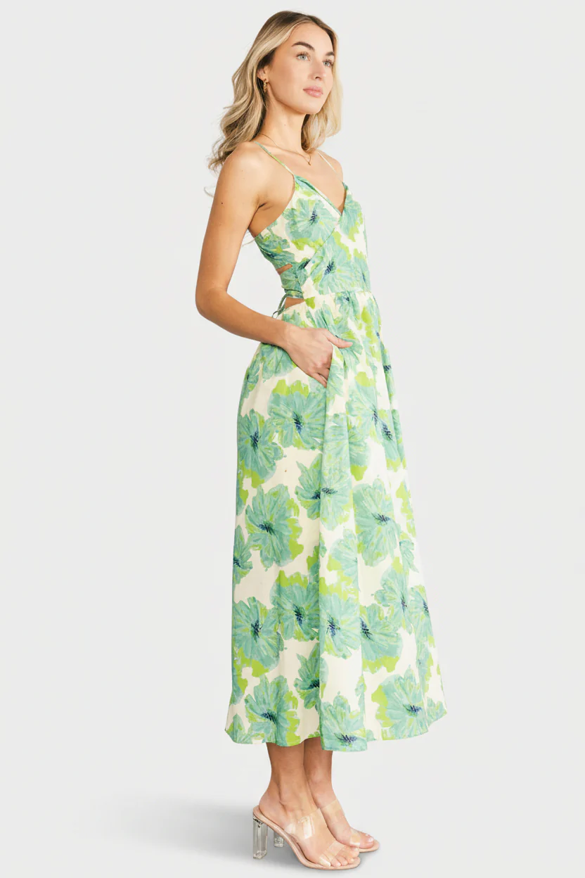Tenerife Midi Dress | Green Floral - Image 7