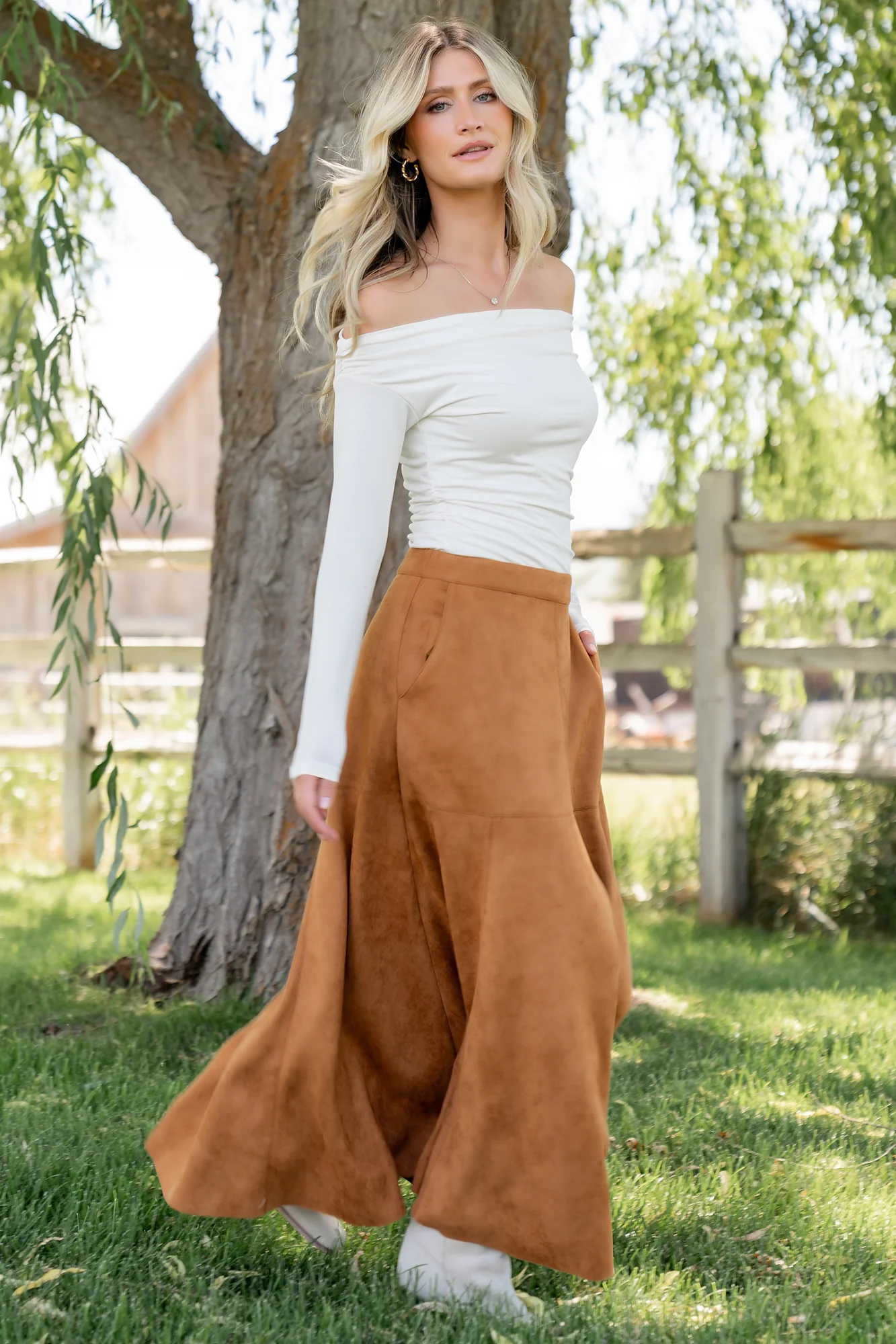 Tona Faux Suede Skirt | Camel - Image 4